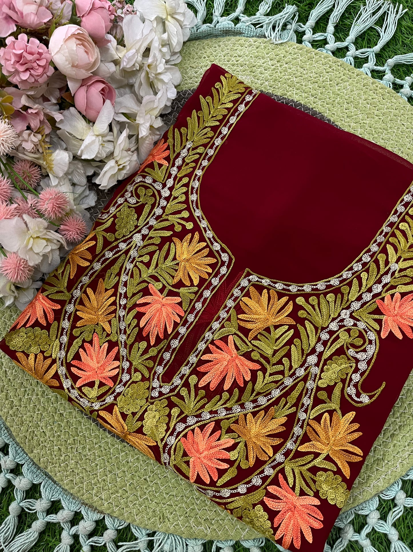 Georgette Unstitched Kashmiri Kurta