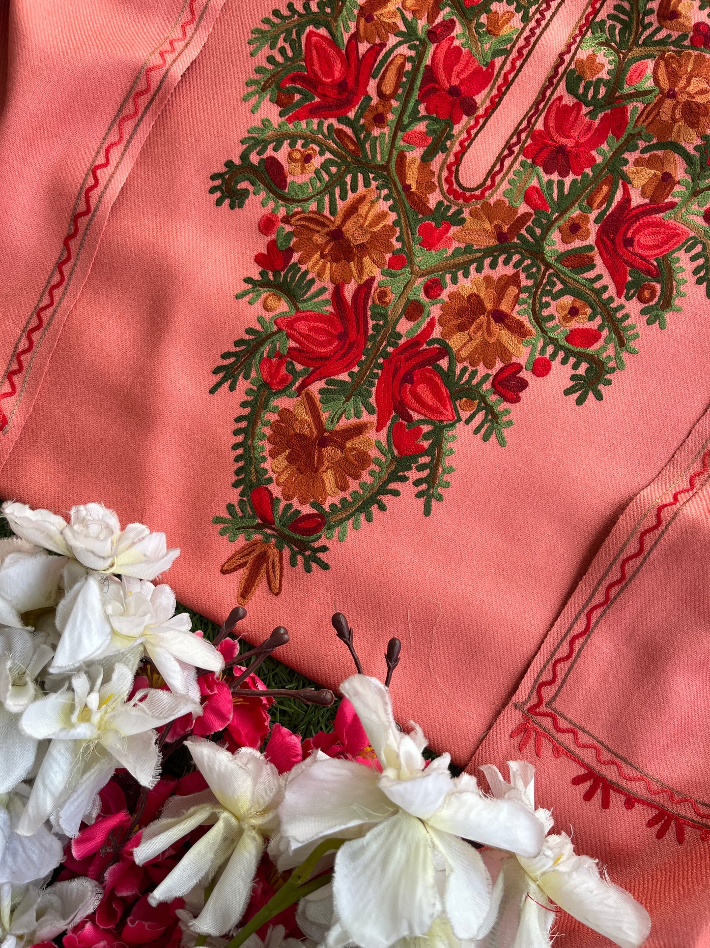 Soft Pink Woollen Aari Embroidered 3pc suit