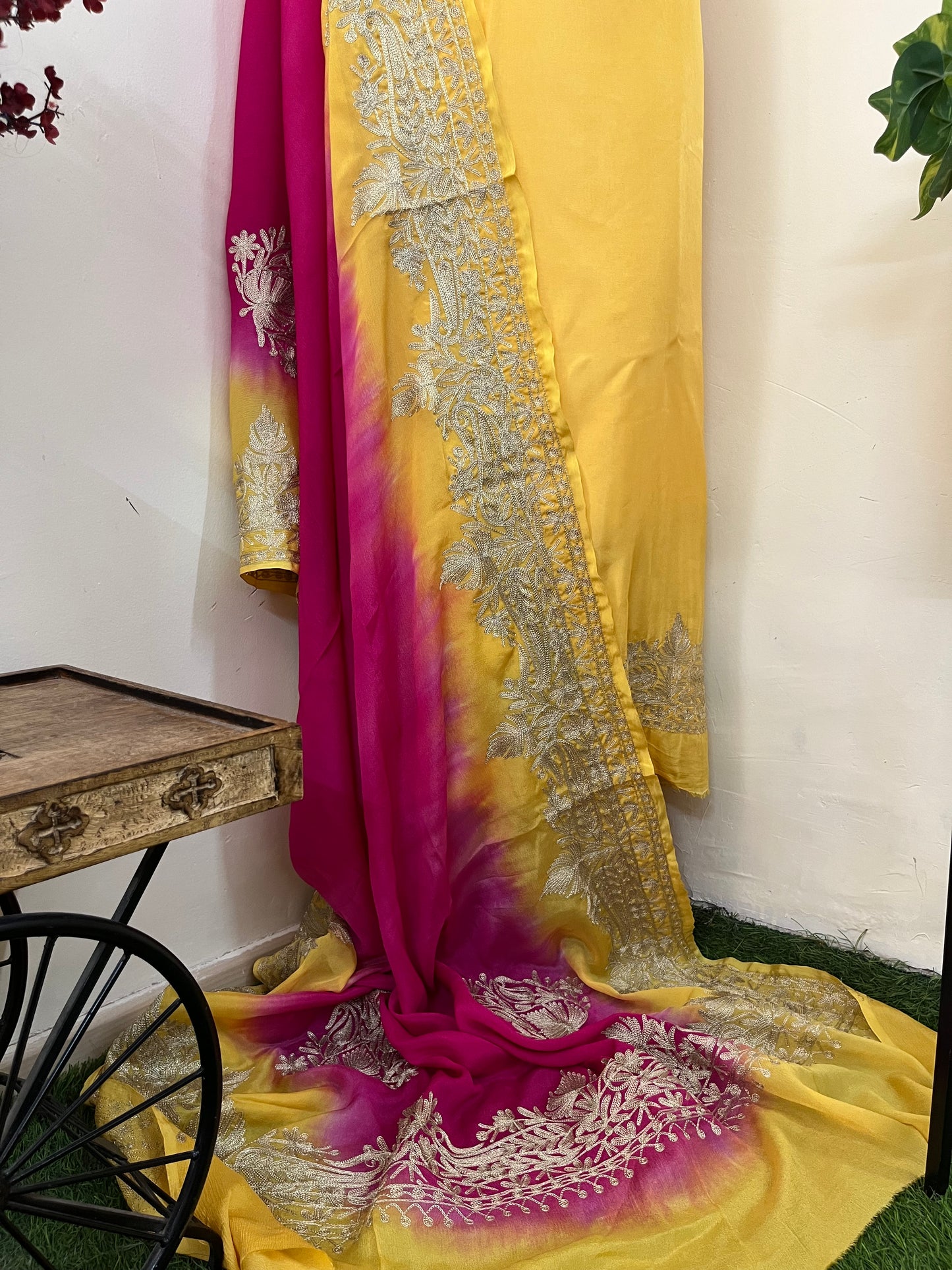 Gold Sanam Silk Kashmiri Suit