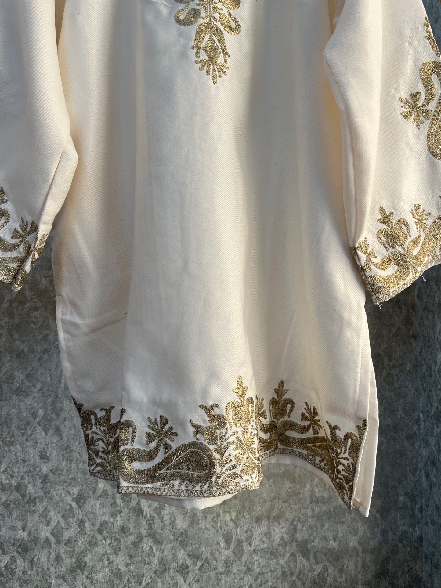 Off White Woollen Kashmiri Co-Ord Set ( Size 46)