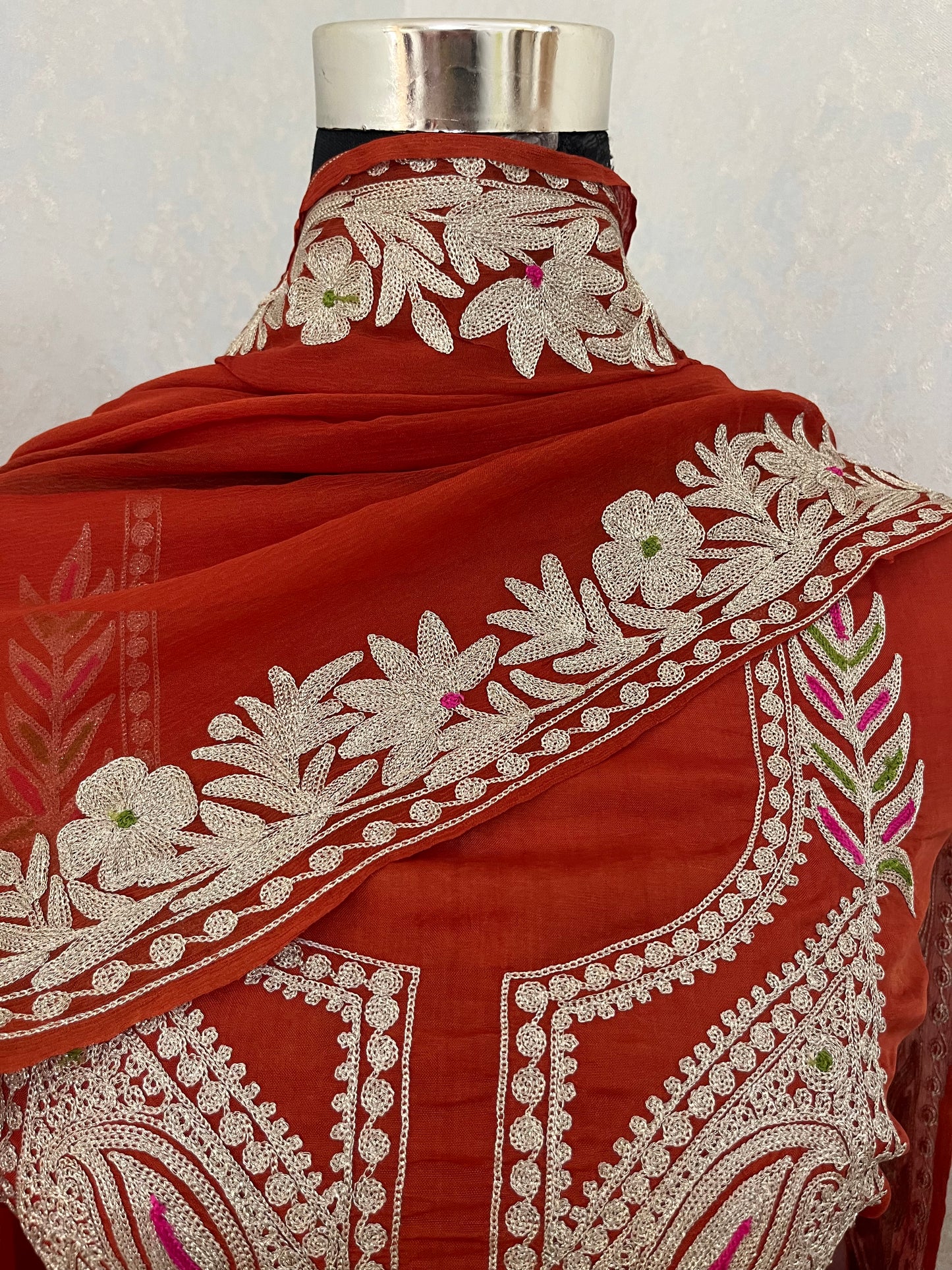 Rust Opada Silk Kashmiri Suits