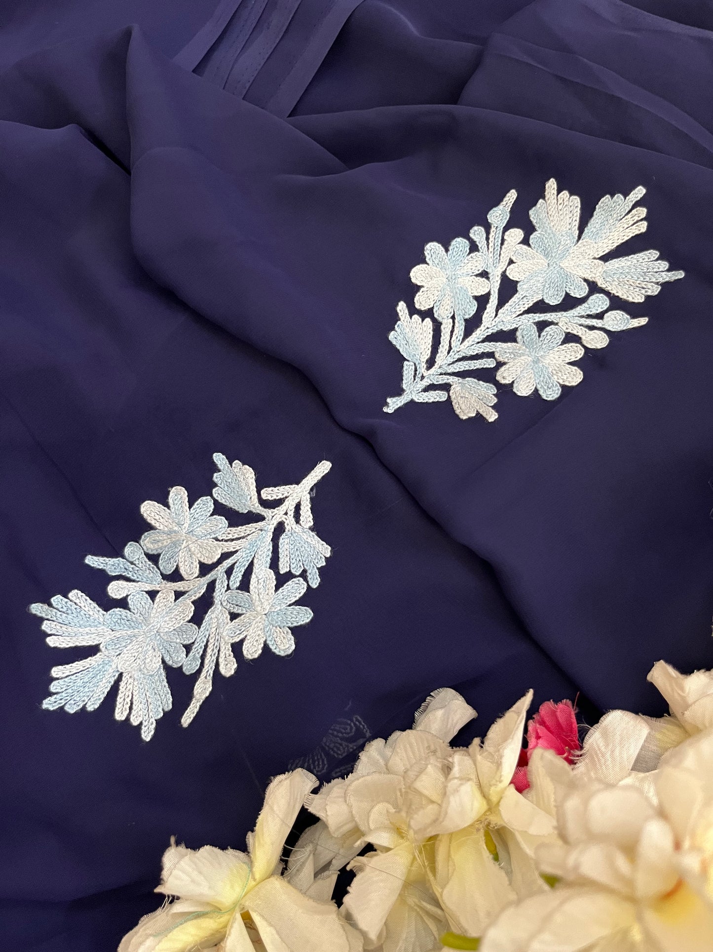 Navy blue Georgette Kashmiri Suit