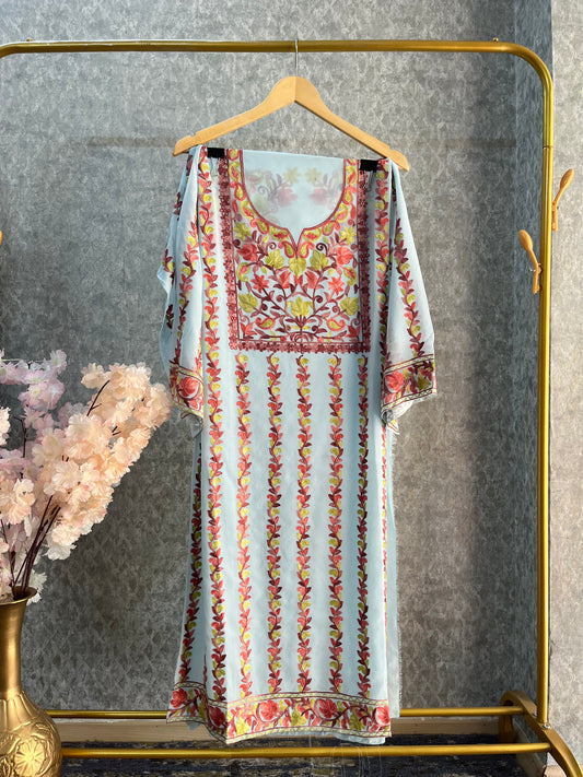 Ice Blue Georgette All over Work Kurta Material