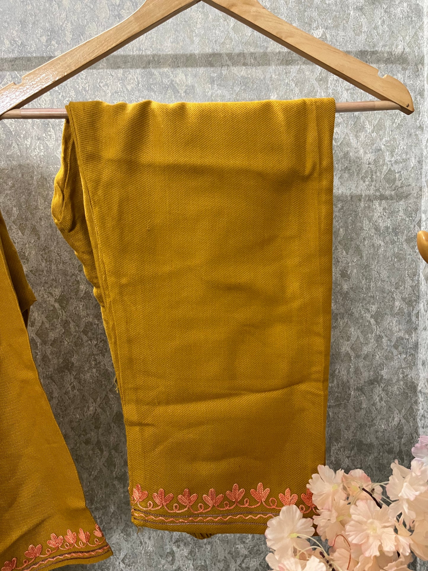 Mustard Woollen Kashmiri Co-Ord Set ( Size 42)