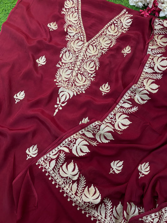 ‘Kalaa’ Maroon Crape Suit