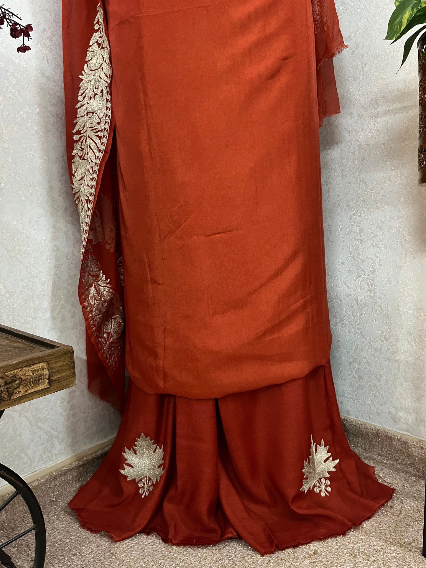 Orange Sanam’ Tilla Kashmiri Silk Suit