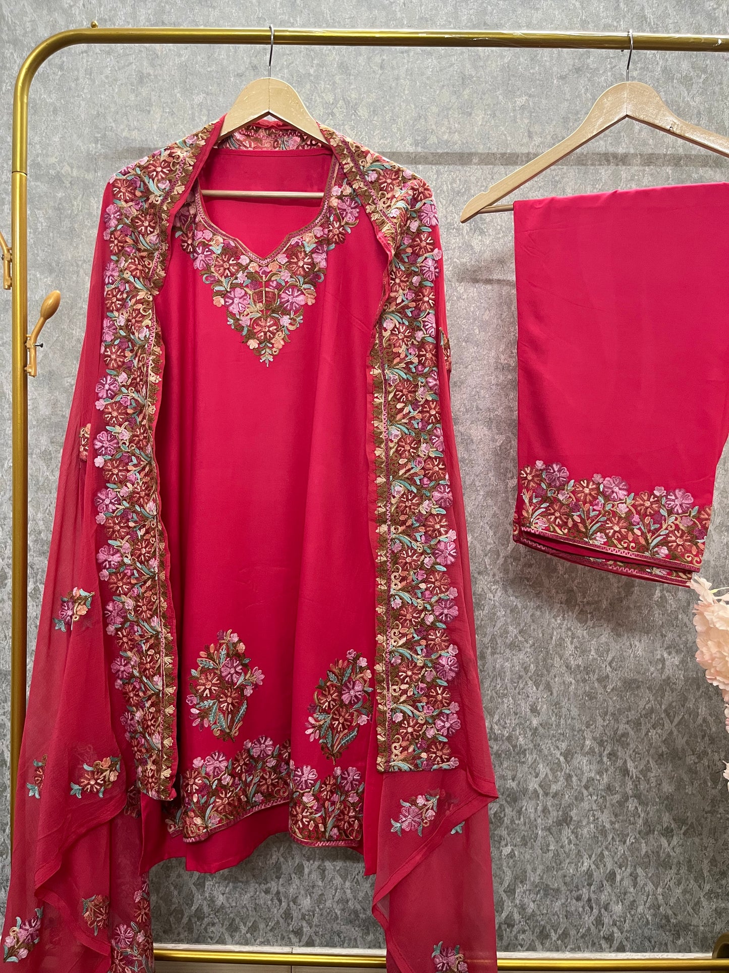 Carrot Pink Cotton Stitched Co-ord Set with dupatta (44)