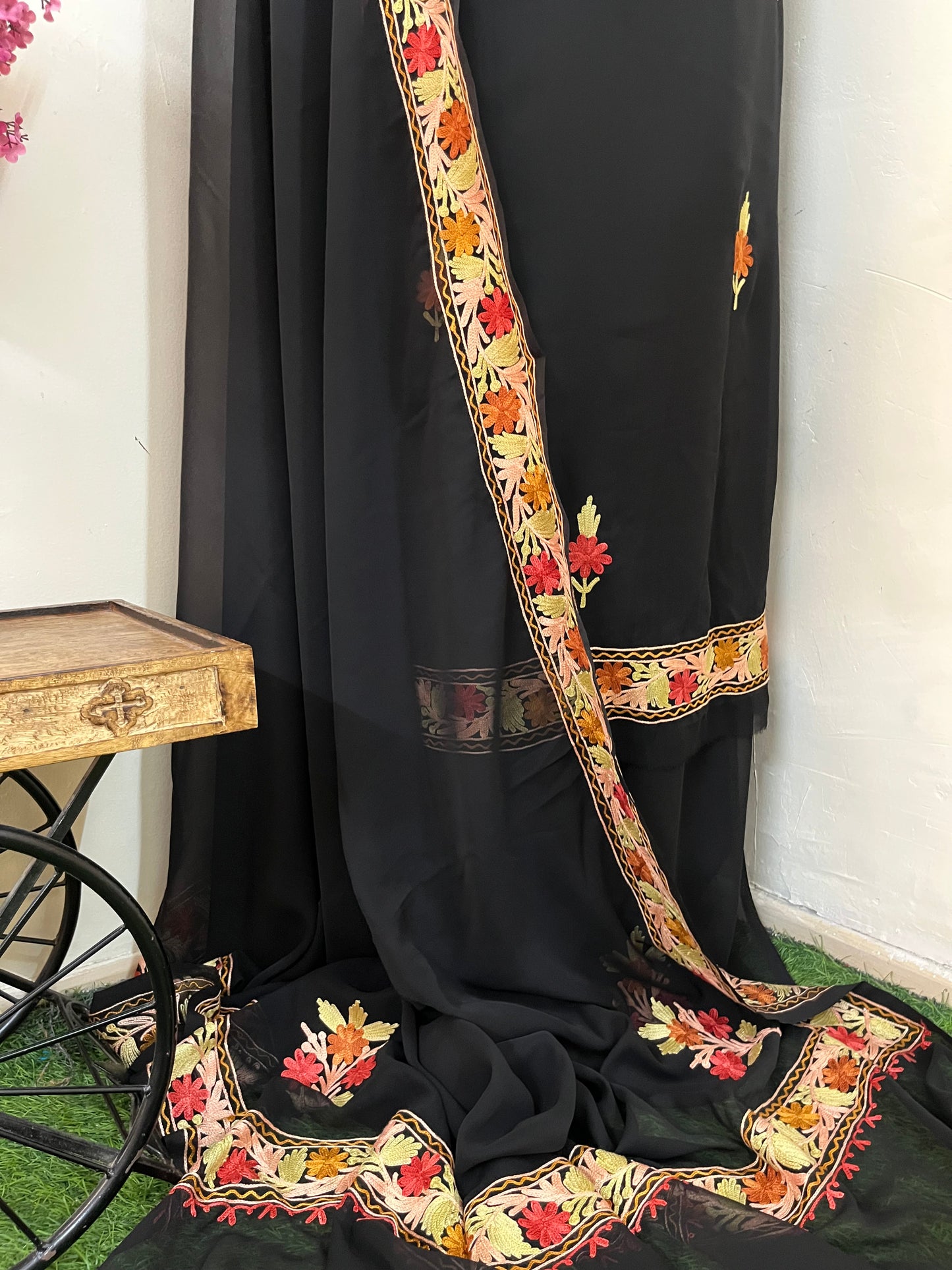 Black Georgette 3 Pc Aari Embroidered Suit Set