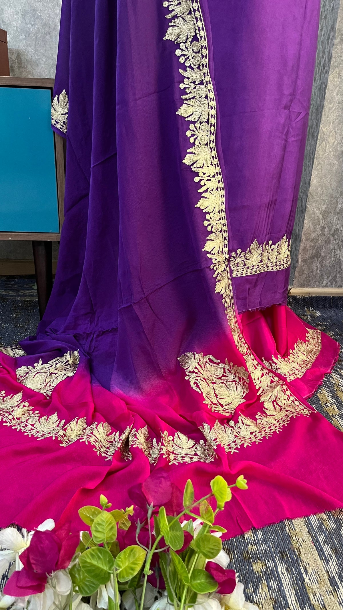 Purple Sanam Silk Kashmiri Suit
