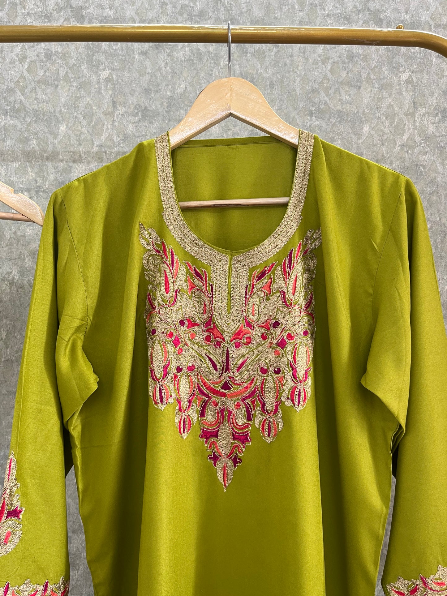 Heena Green Cotton Stitched Co-ord Set( 44)