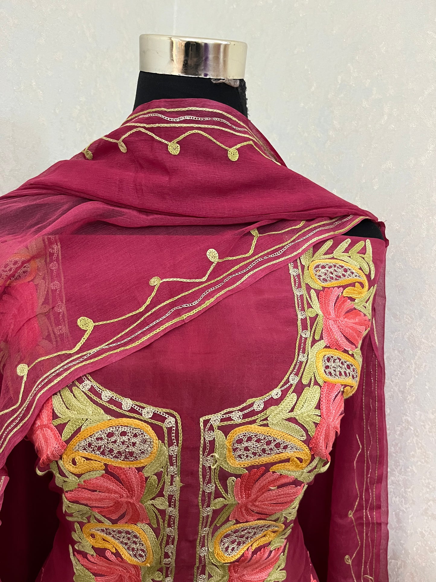 Onion Pink Opada Silk Kashmiri Suits