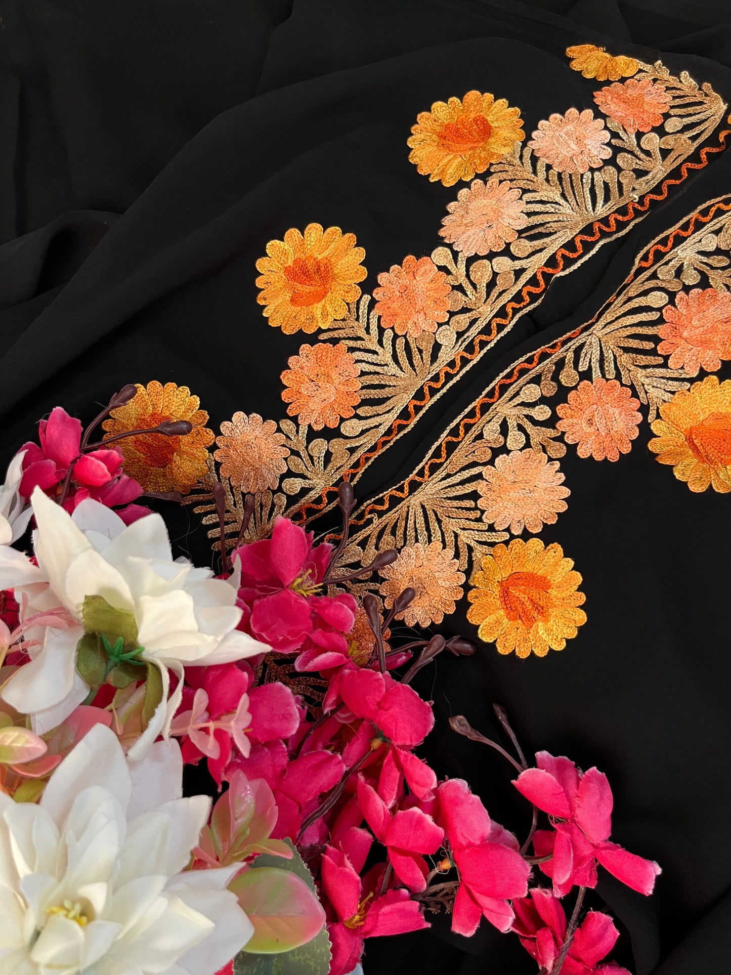 Georgette Black 3 Pc Aari Embroidered Suit Set