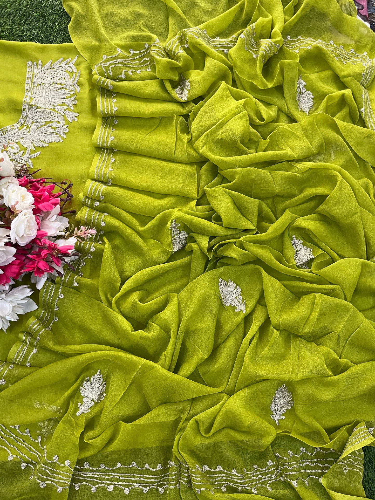 Green Silk Tilla Kashmiri Suit