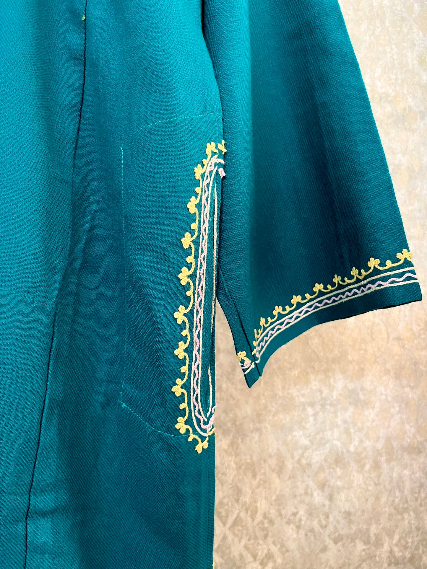Green Aari Embroidered Wool Pheran