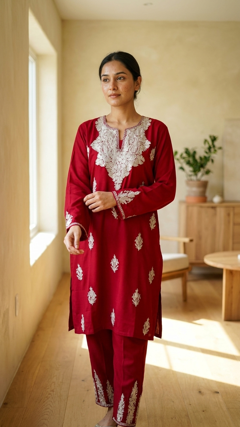 Maroon Cotton Cord Set (42)