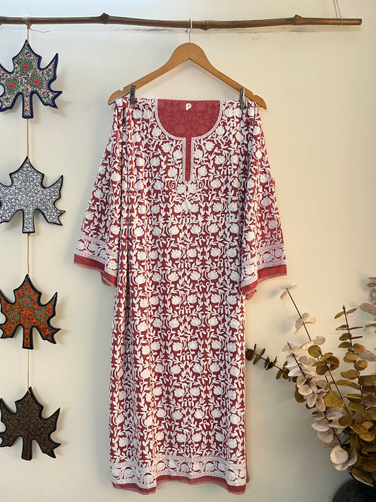Georgette Front Back Jaal Kashmiri  Semi Stitched Kurta