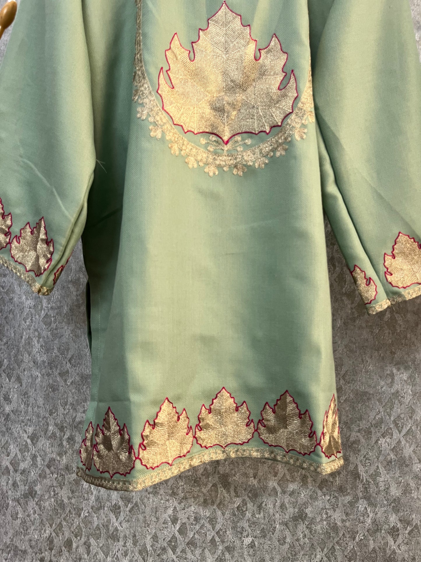 Pastel Green Woollen Kashmiri Co-Ord Set ( Size 44)