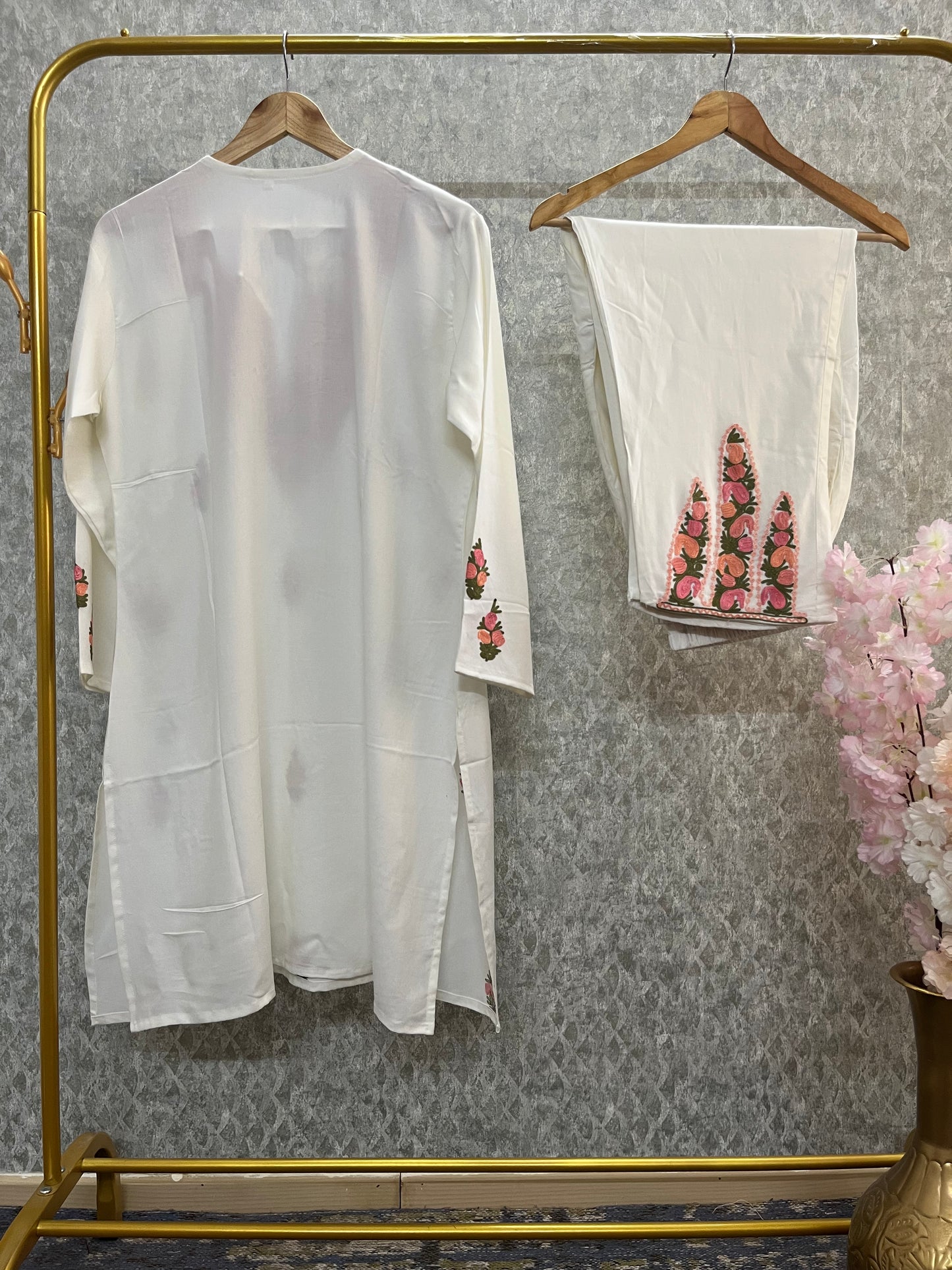 Off White Cotton Cord Set Free Size(42)