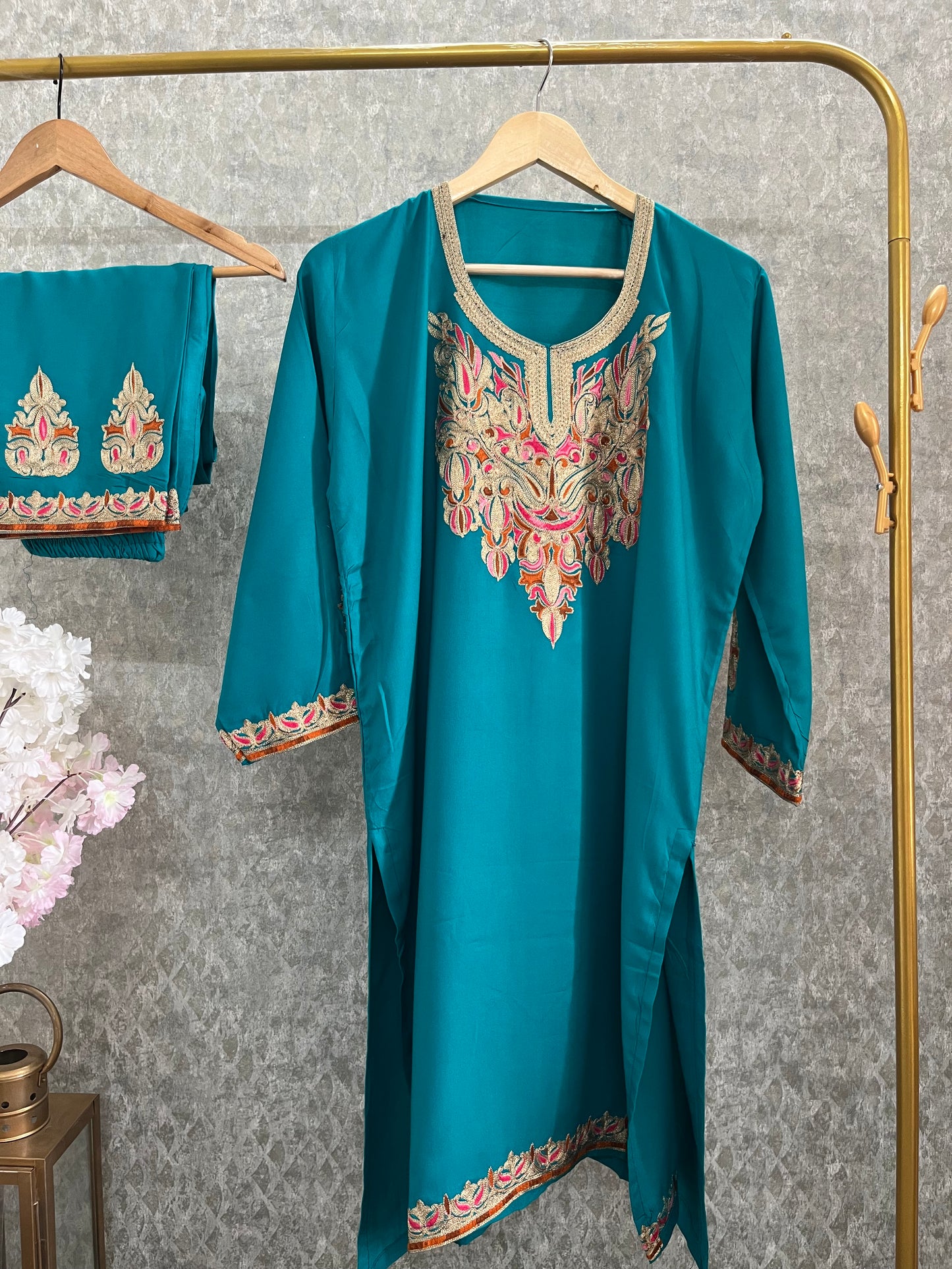 Firozi Cotton Stitched Co-ord Set( 44)