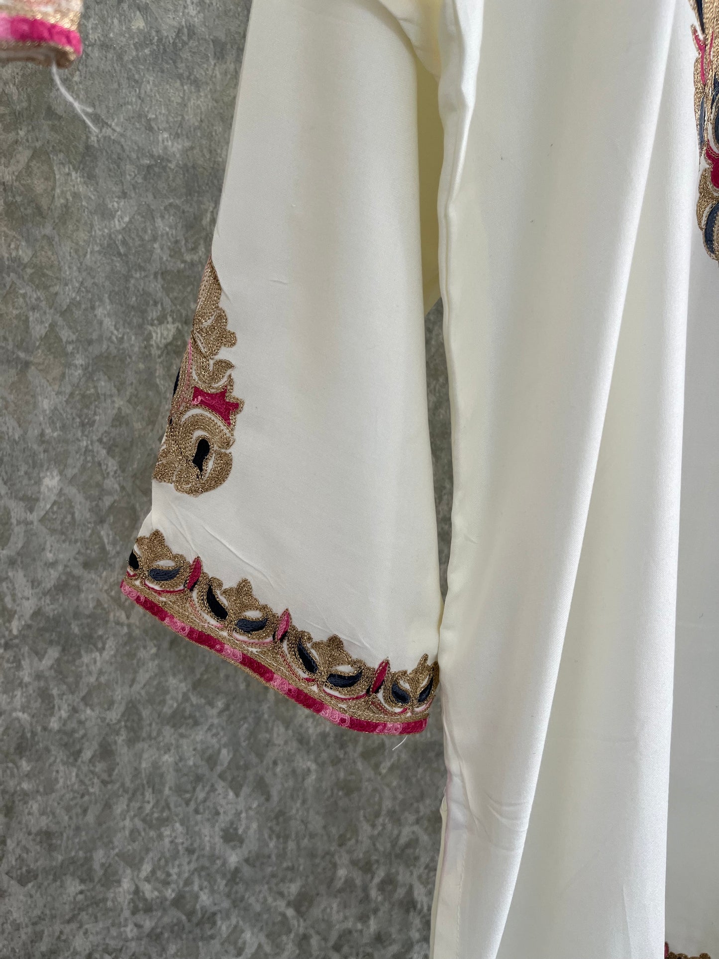 Off White Cotton Stitched Co-ord Set(42) Length 37