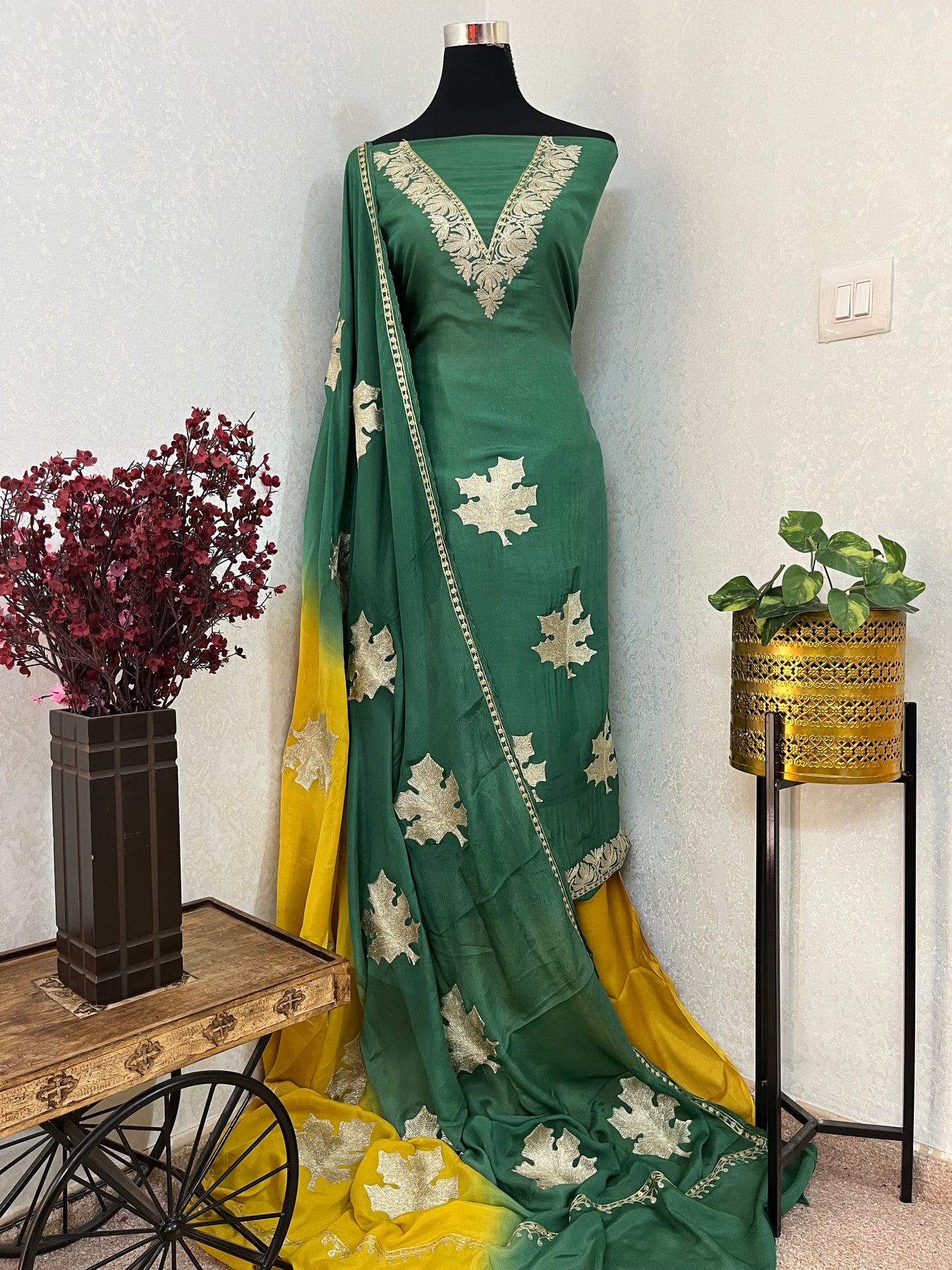 Pastel Green Sanam Silk Kashmiri Suit