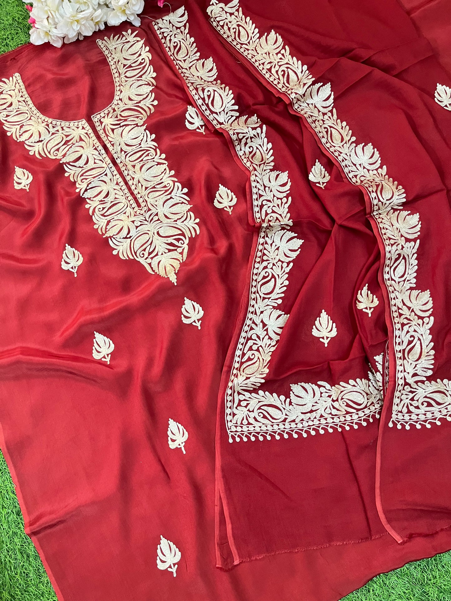 ‘Kalaa’ Rust Crape Kashmiri Suit