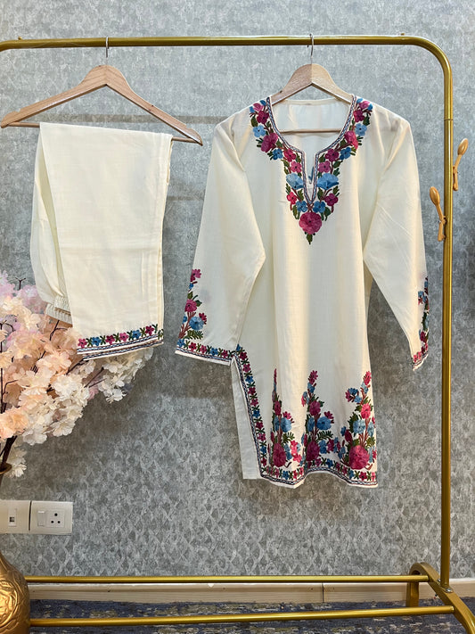 Off White Cotton Stitched Co-ord Set (40)
