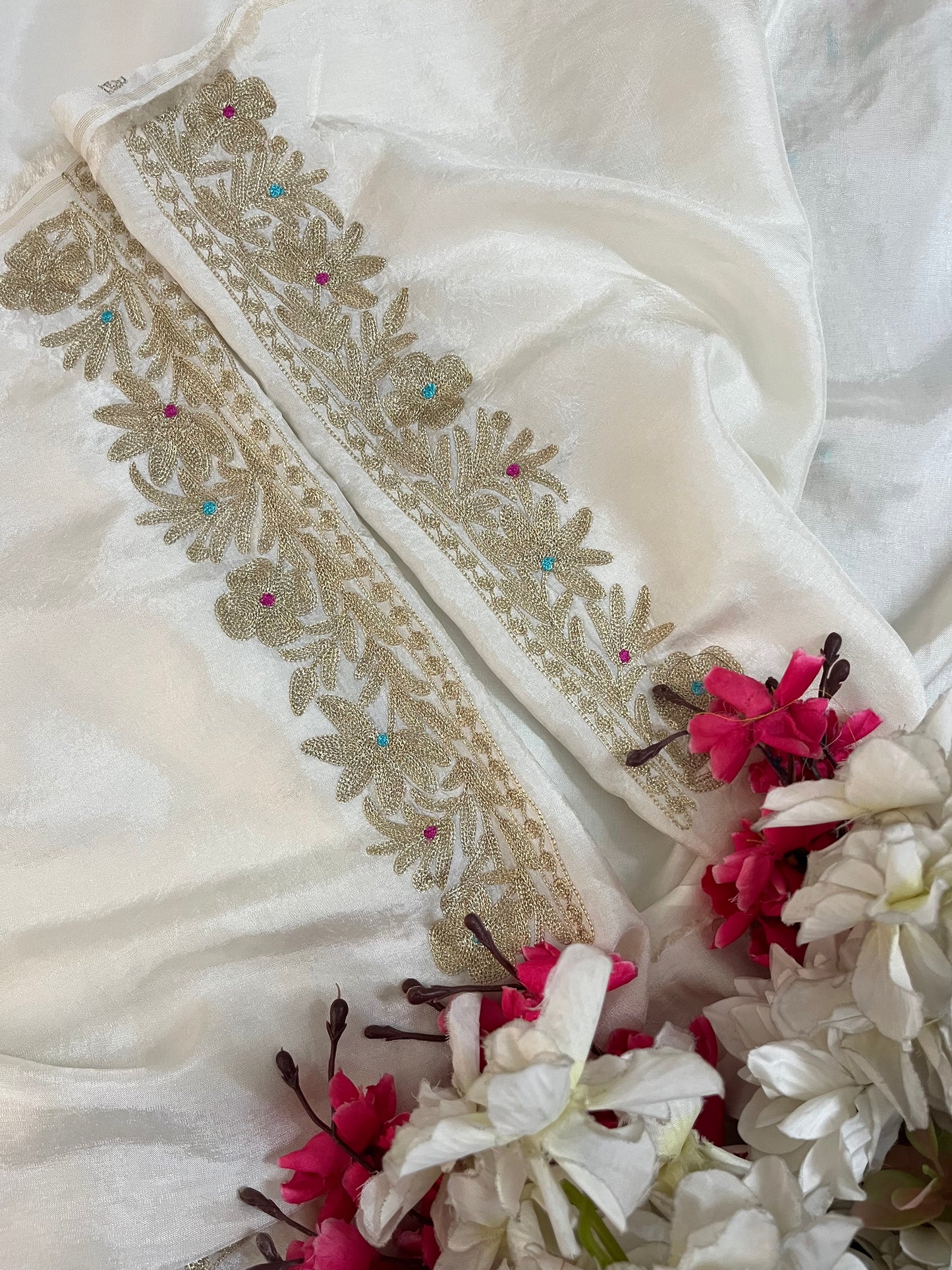 Ivory Opada Silk Kashmiri Suits
