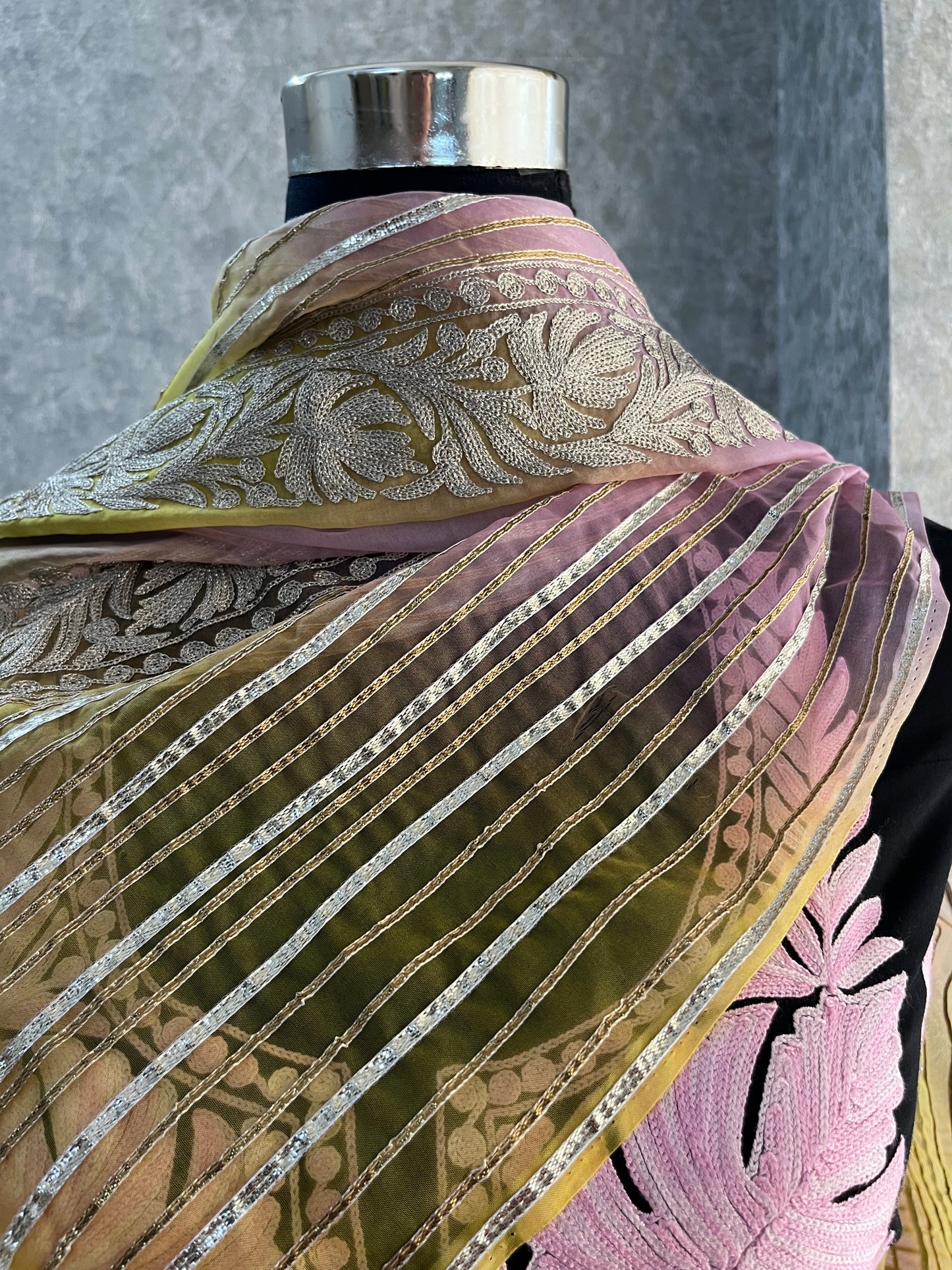 Black Satin Cotton Kashmiri Suit