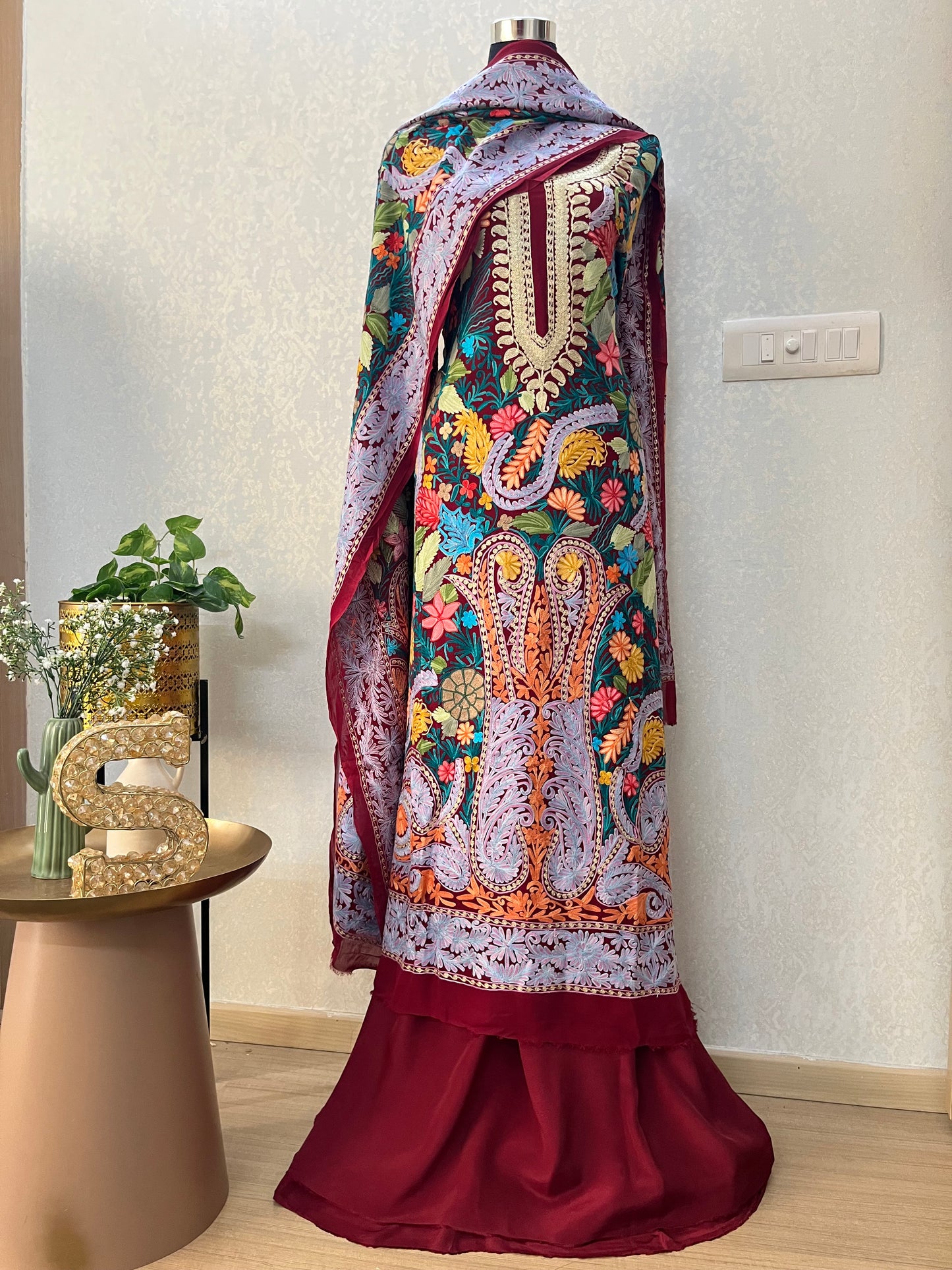 Maroon Premium Georgette Kashmiri Suit
