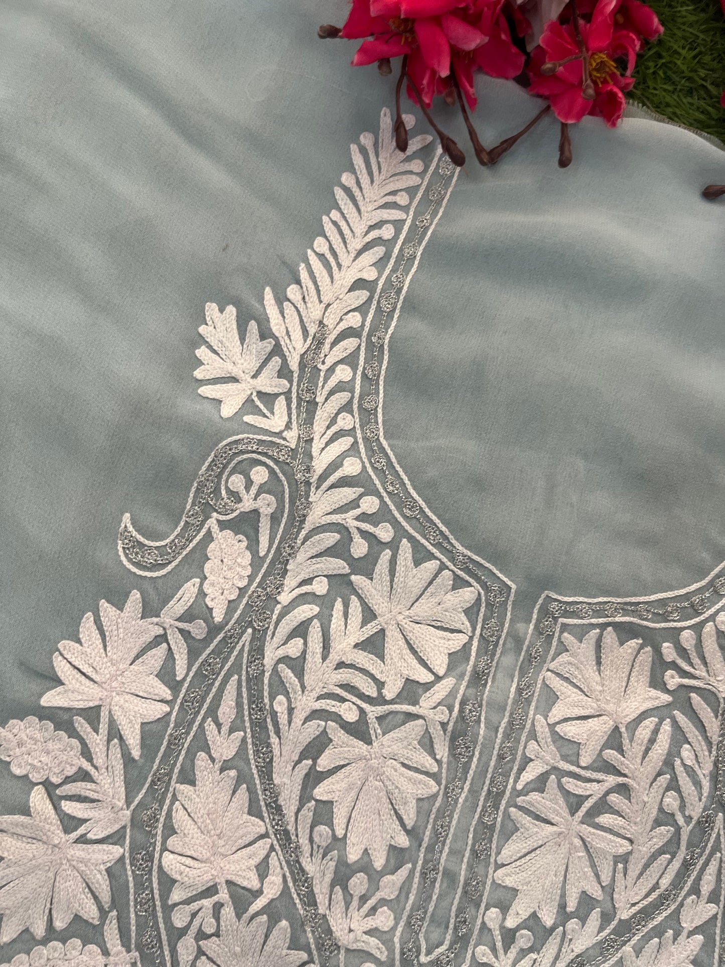 Soft Blue Georgette Kashmiri Kurta Material