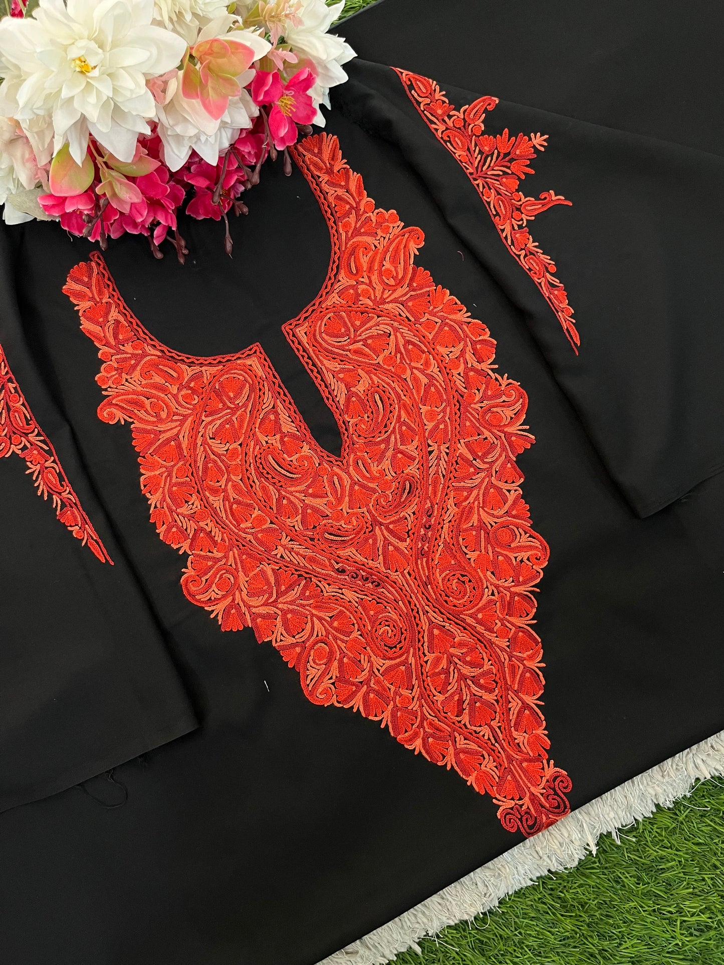 Black  Cotton Cord Set (Hand Embroidered)