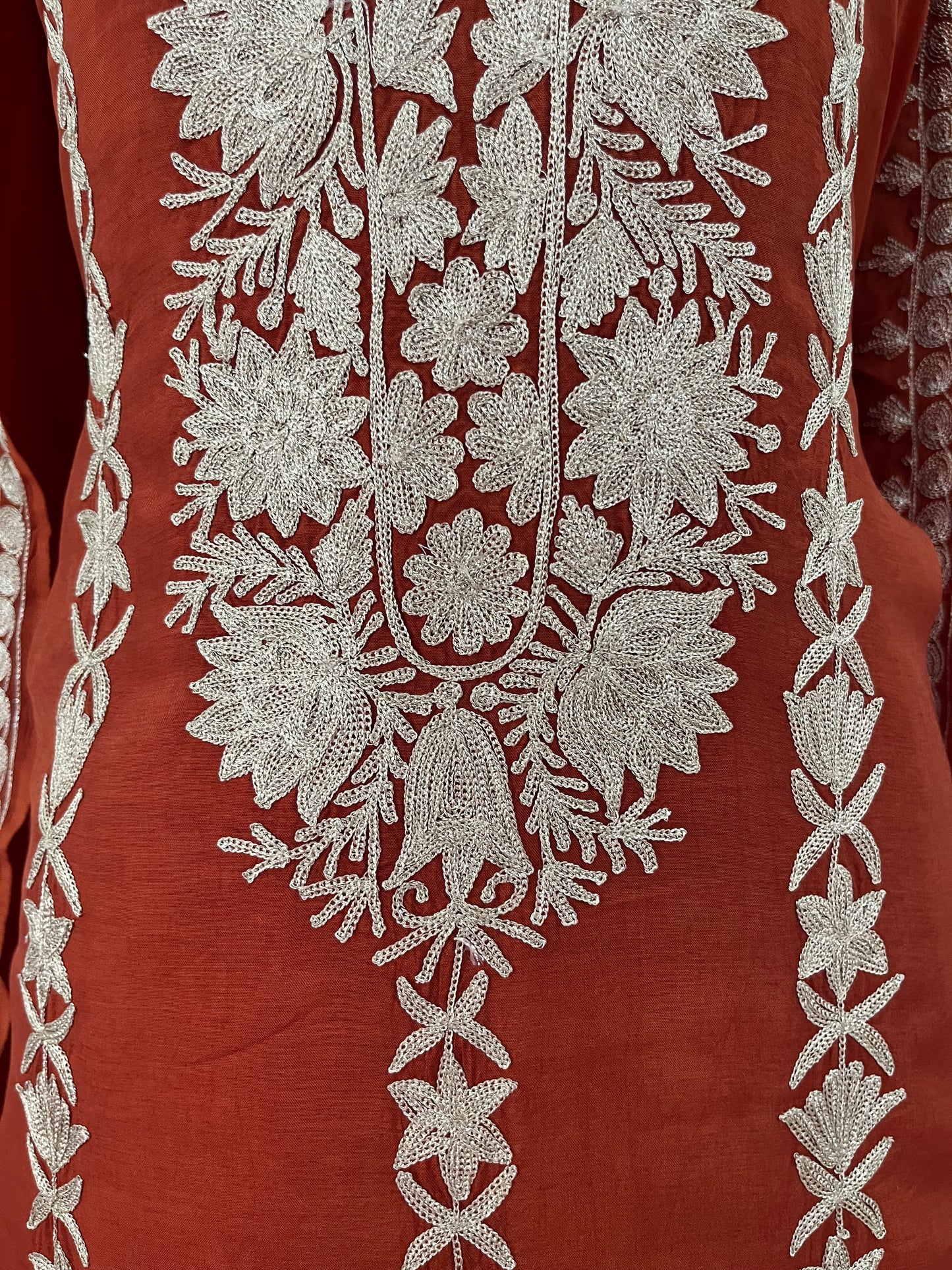 Rust Sanam Silk Kashmiri Suit