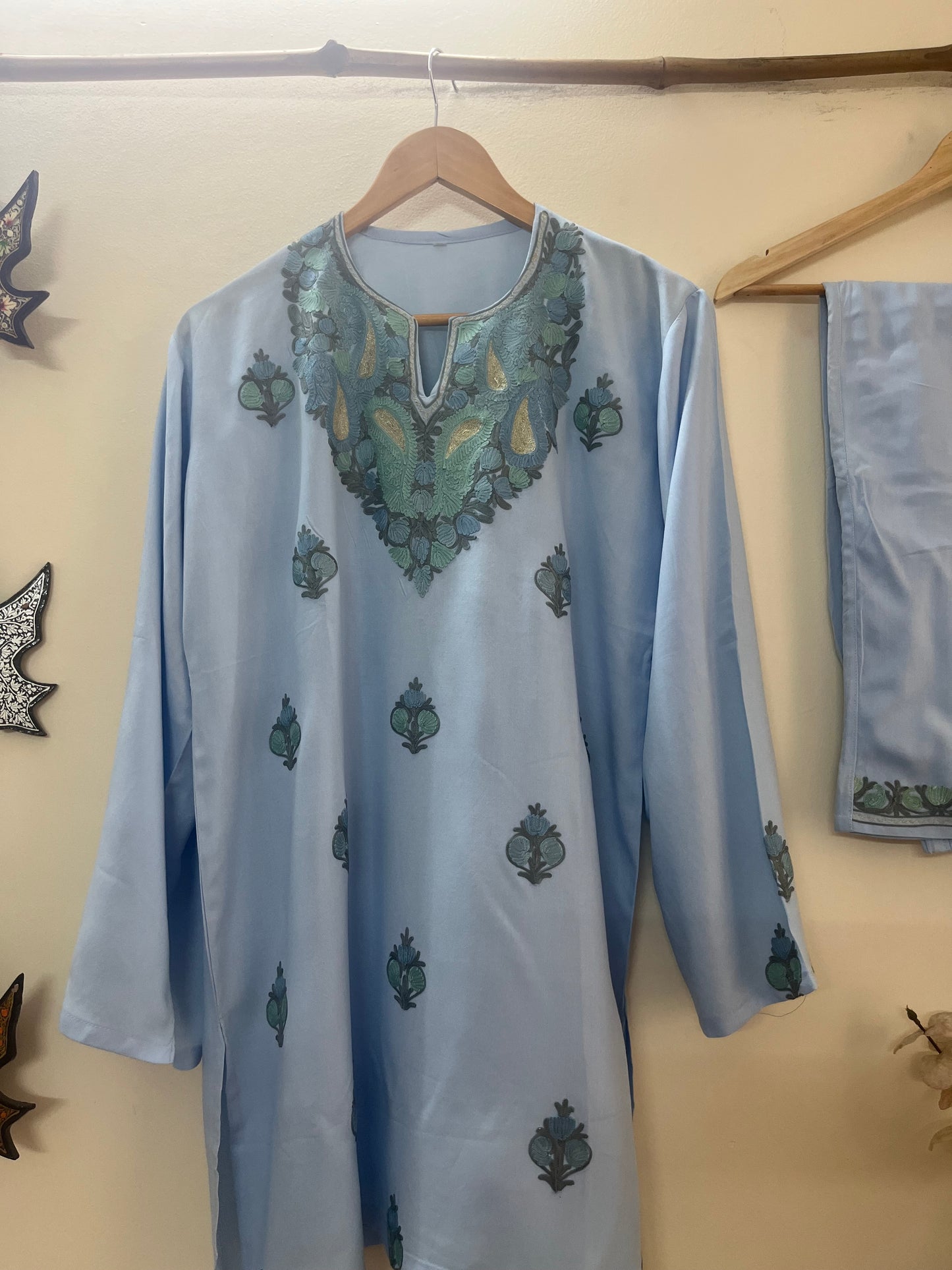 Ice Blue Cotton Cord Set (Free Size/ XL)