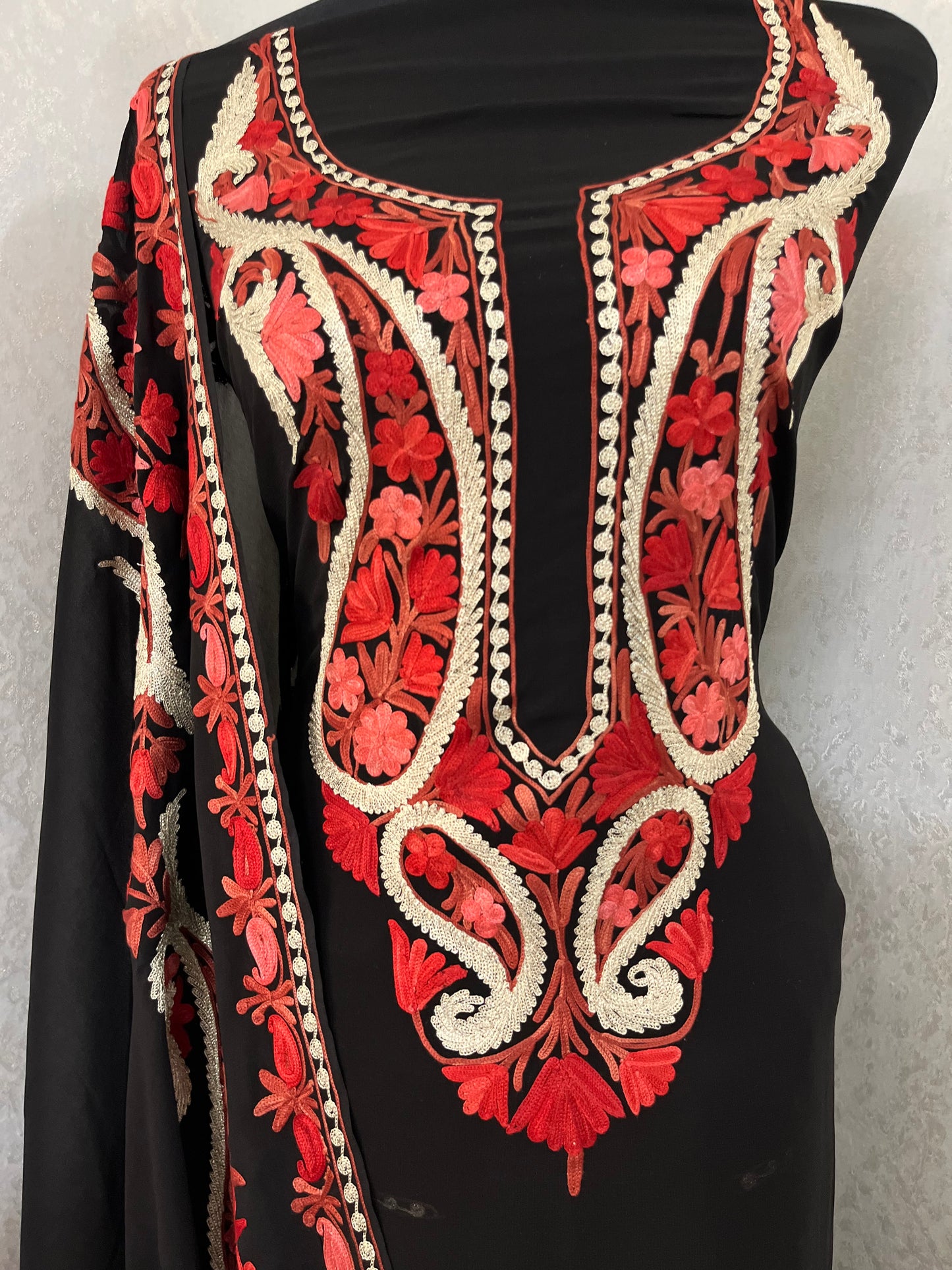 Black Pure Georgette Kashmiri Suit