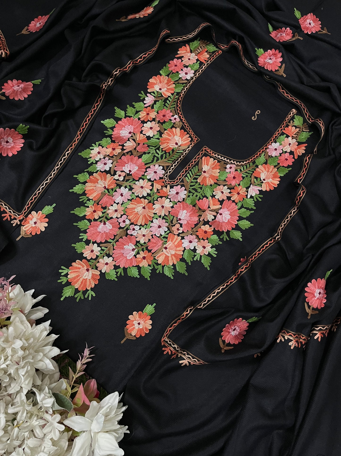 Black Woollen Aari Embroidered 3pc suit