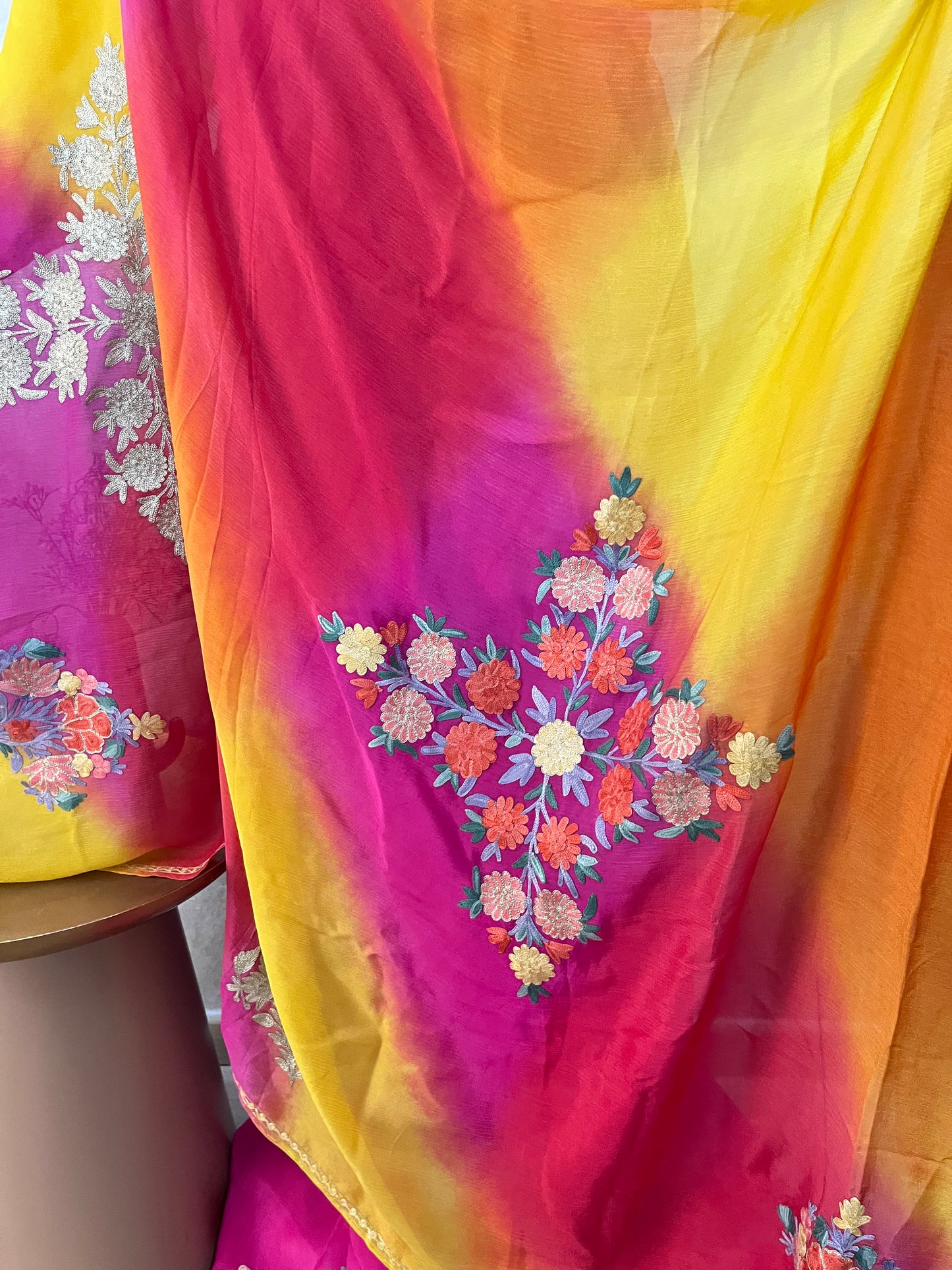 Hot Pink Premium Georgette Kashmiri Suit