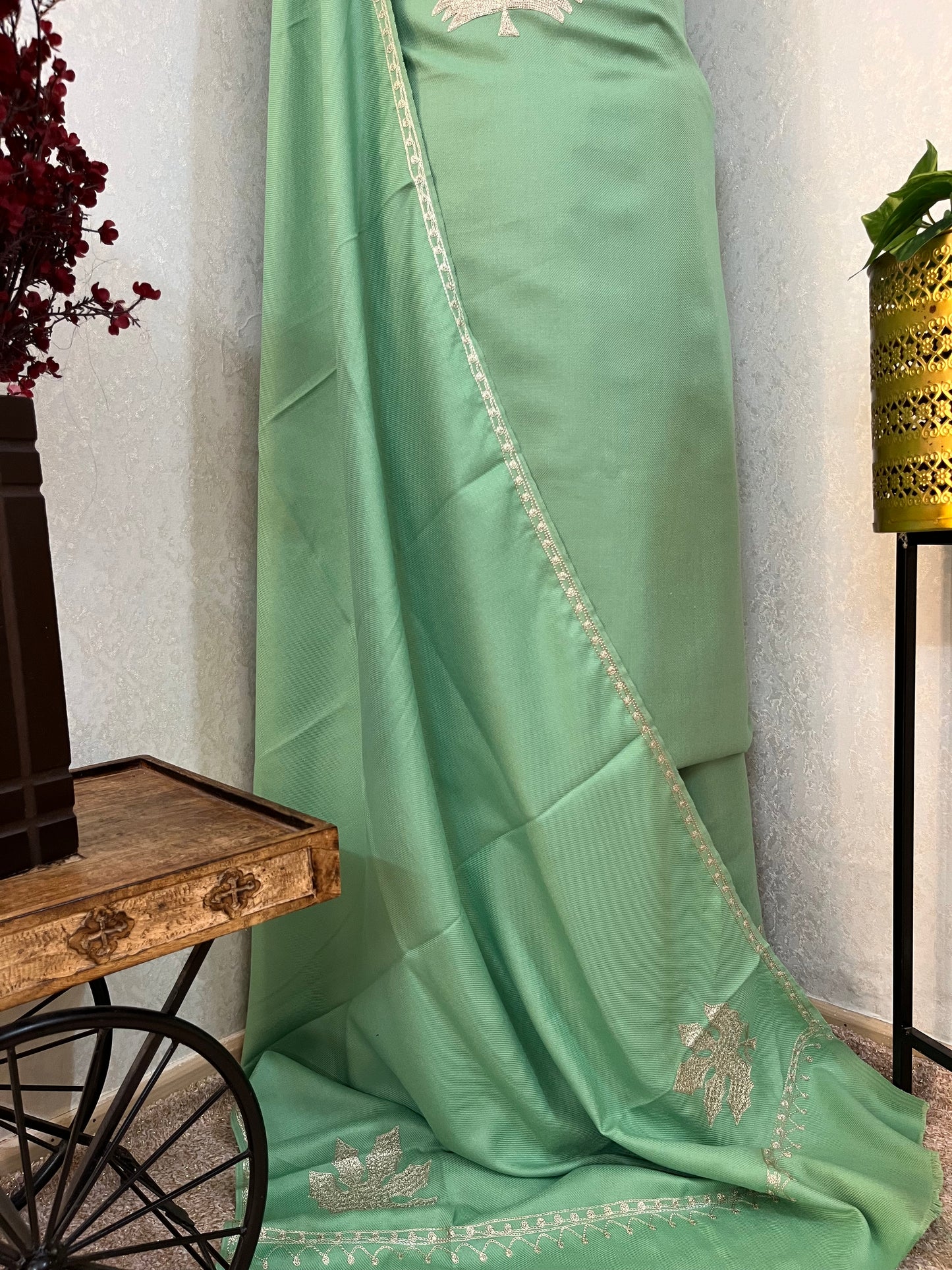 Pastel Green Tilla Kashmiri Woollen Suit