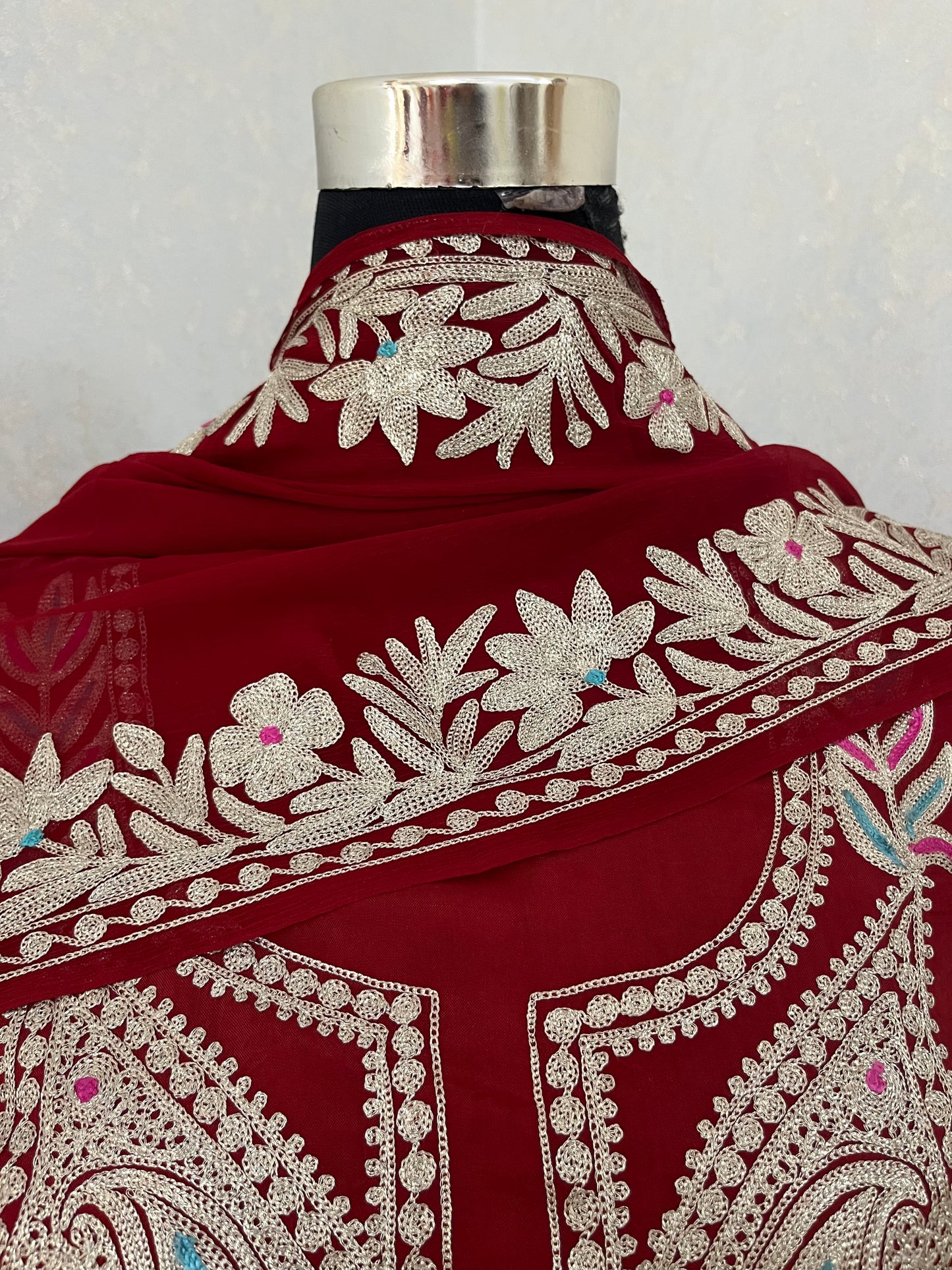 Maroon Opada Silk Kashmiri Suits