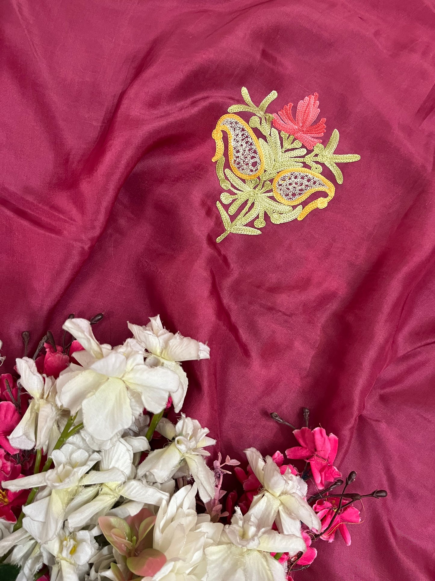 Onion Pink Opada Silk Kashmiri Suits