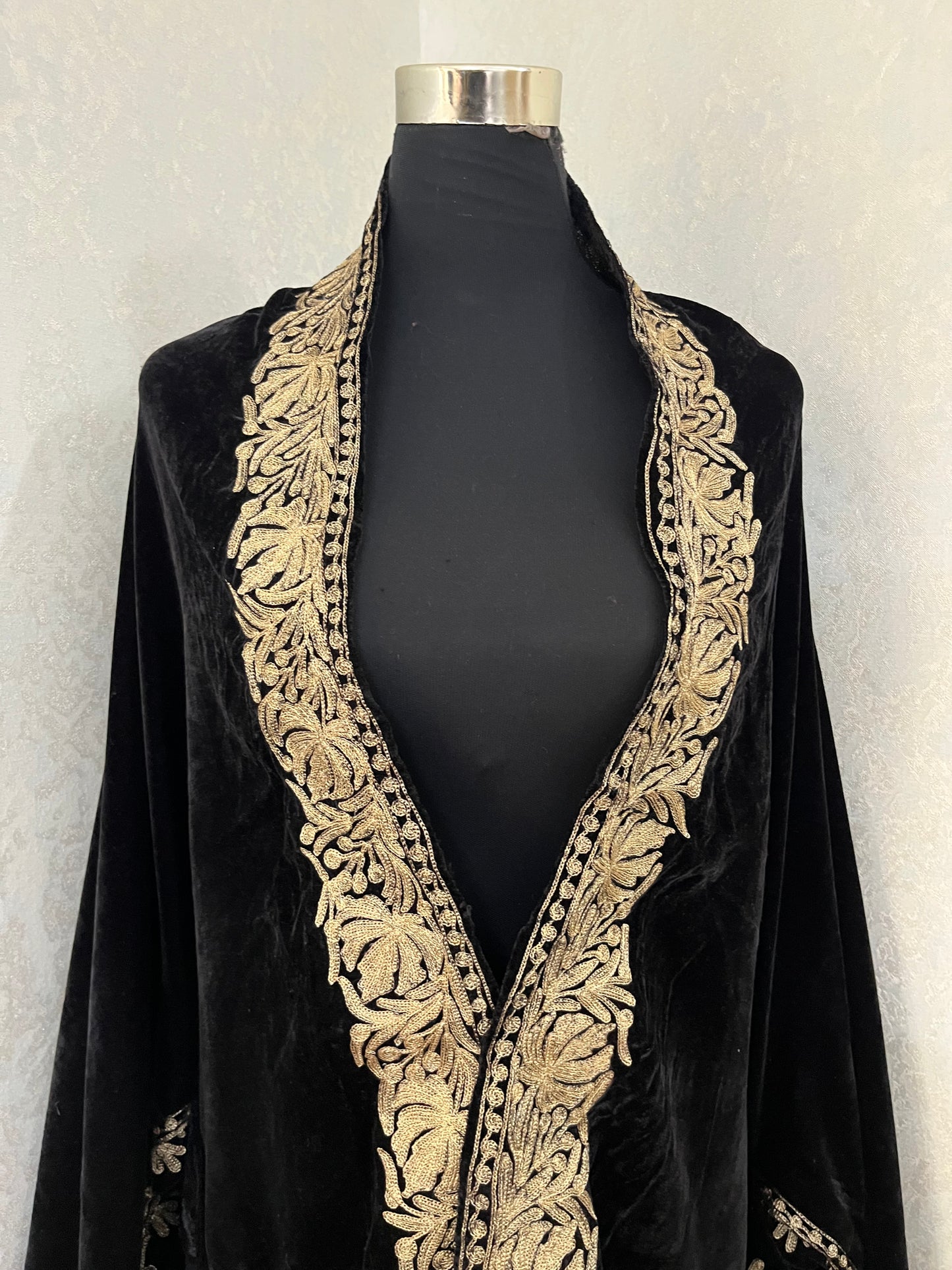 Black Tilla Embroidered Velvet Cape