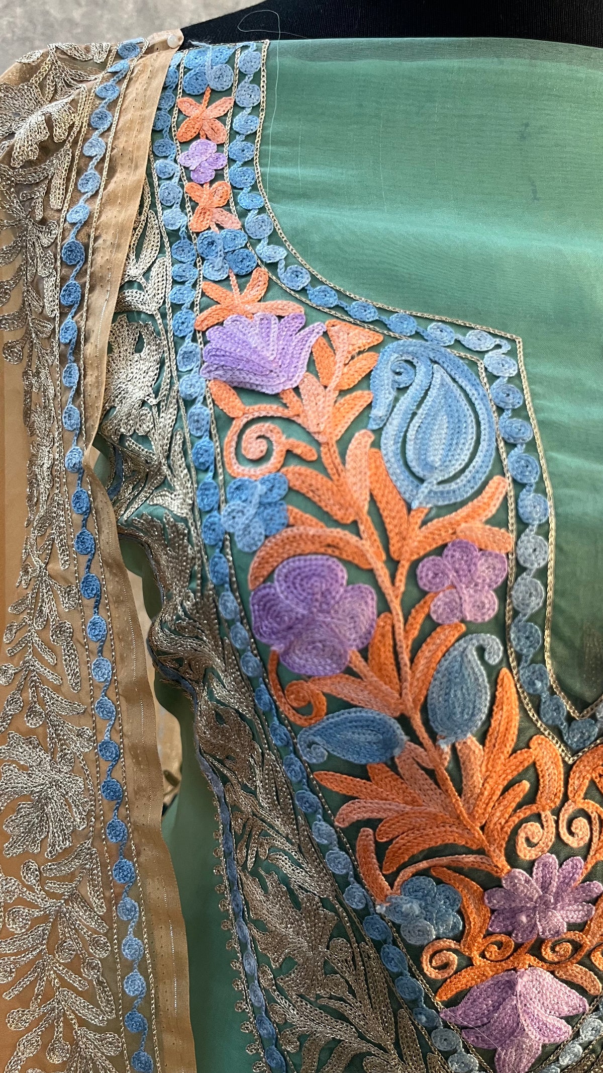 Soft Green Tissue Kashmiri Suit