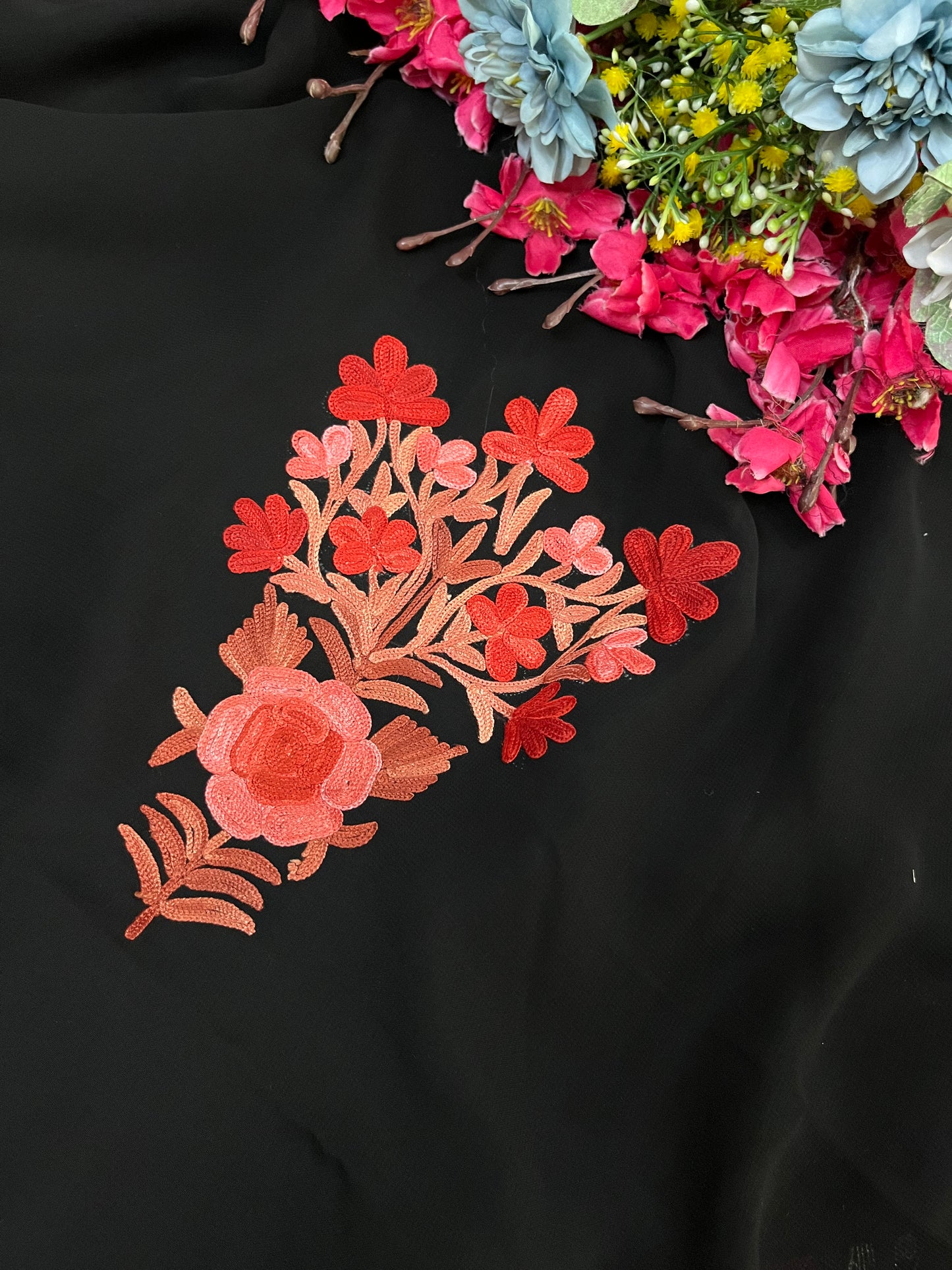 Black Pure Georgette Kashmiri Suit