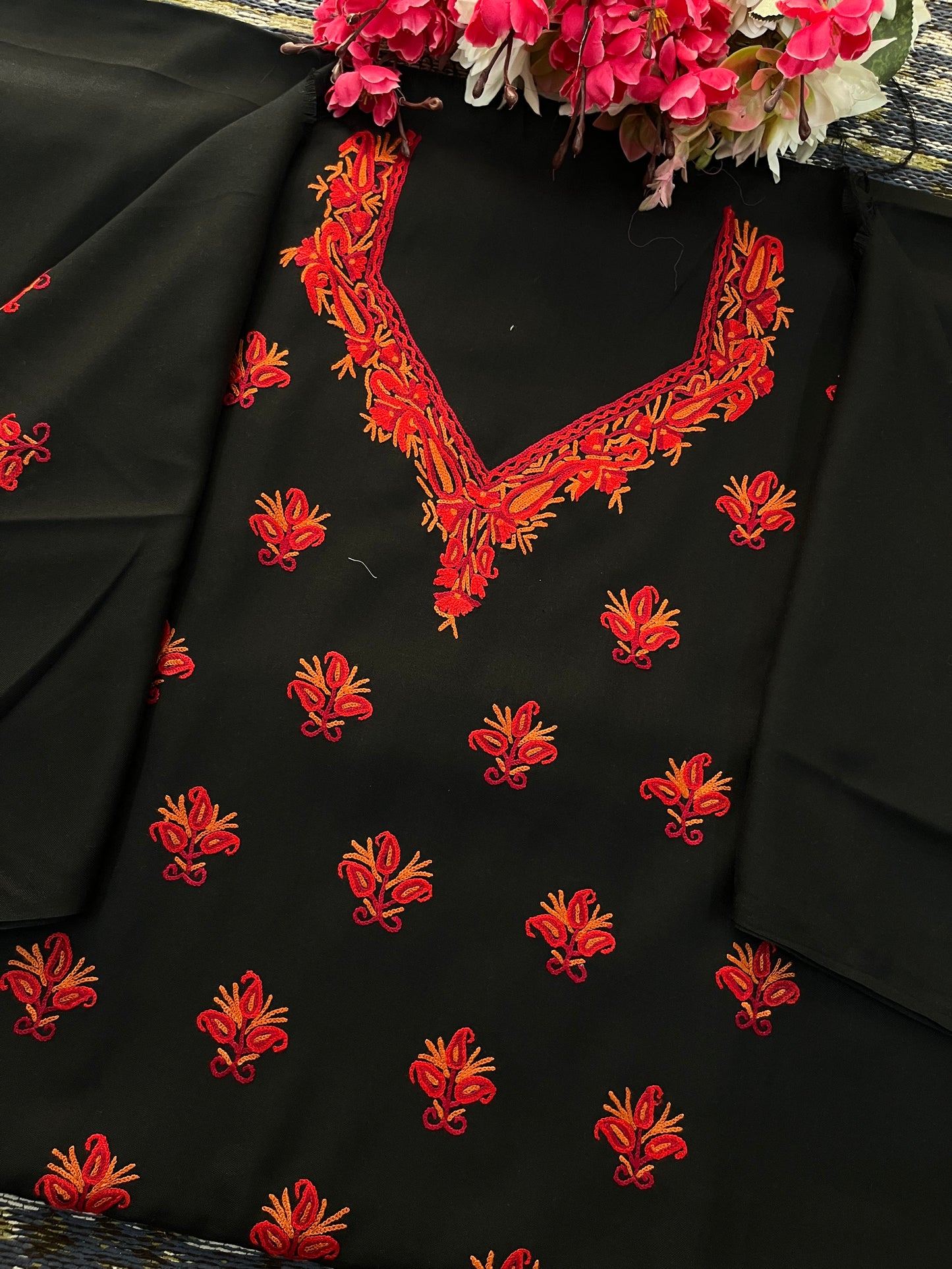 Cotton Black Two Piece Set (Hand Embroidered)