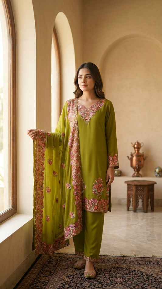 Heena Green Cotton Stitched Co-ord Set with dupatta (46)