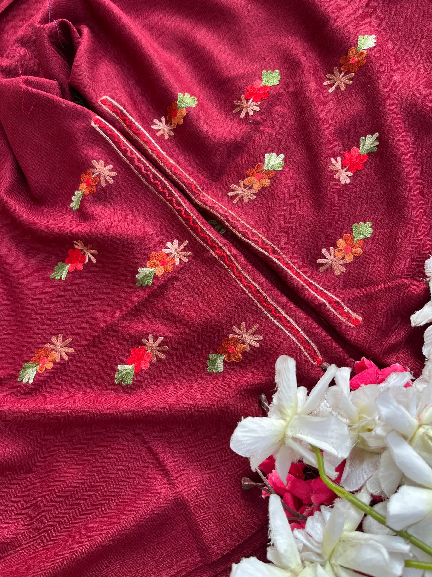 Coke Woollen Aari Embroidered 3pc suit