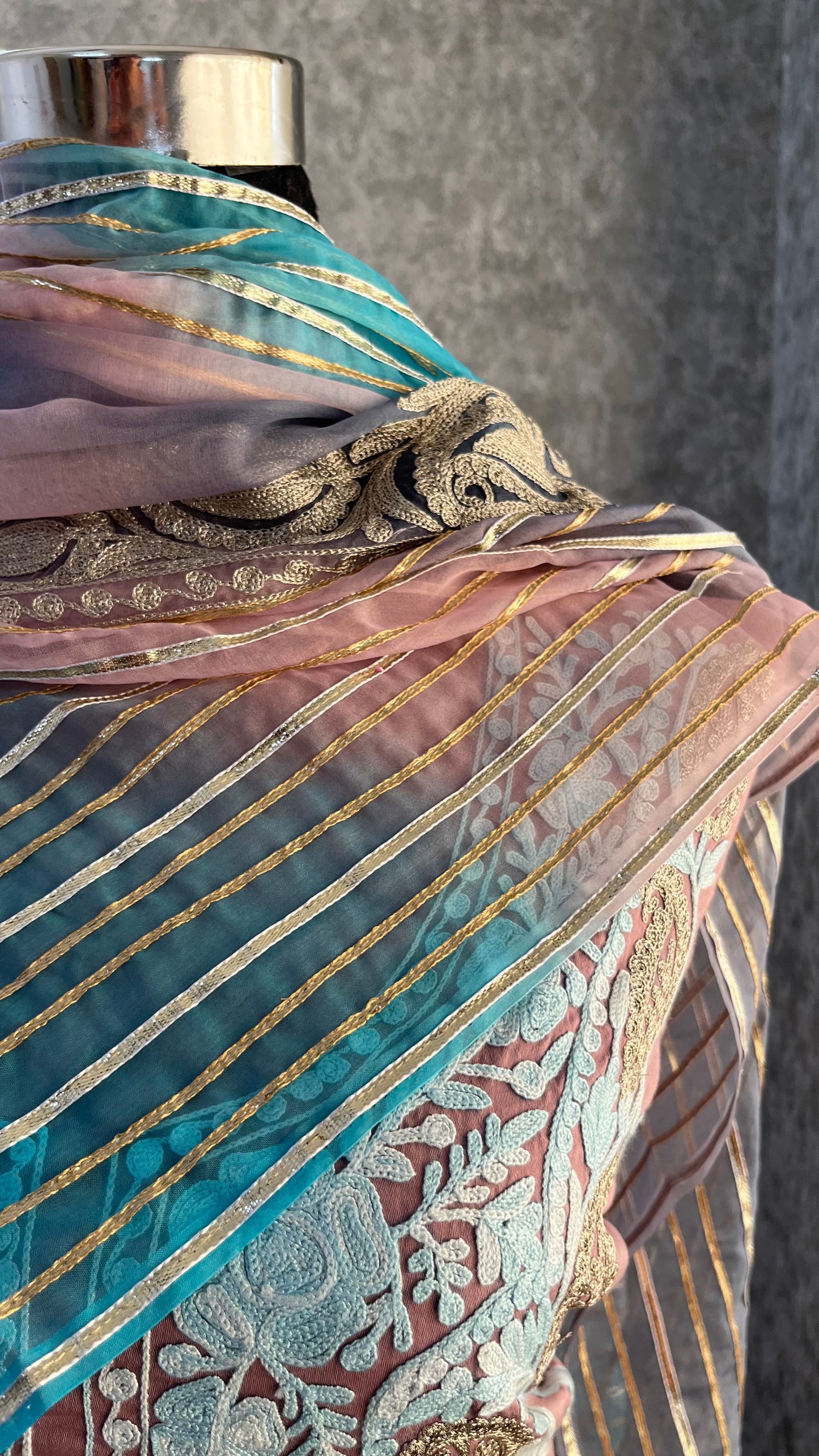 Onion Pink Satin Cotton Kashmiri Suit