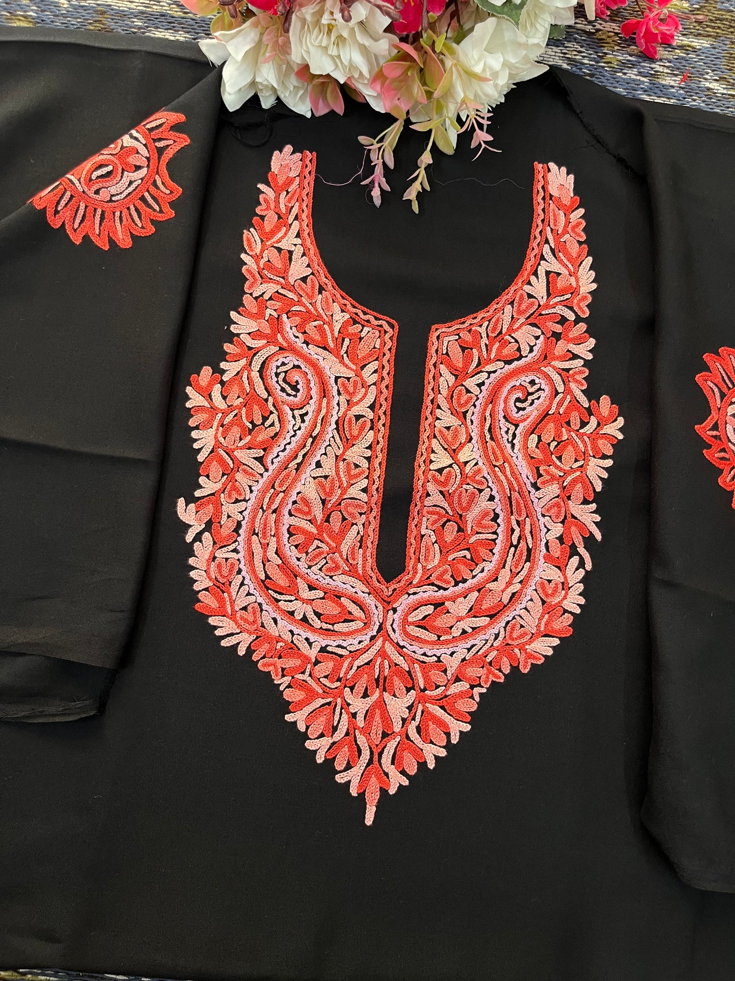 Cotton Black Two Piece Set (Hand Embroidered)