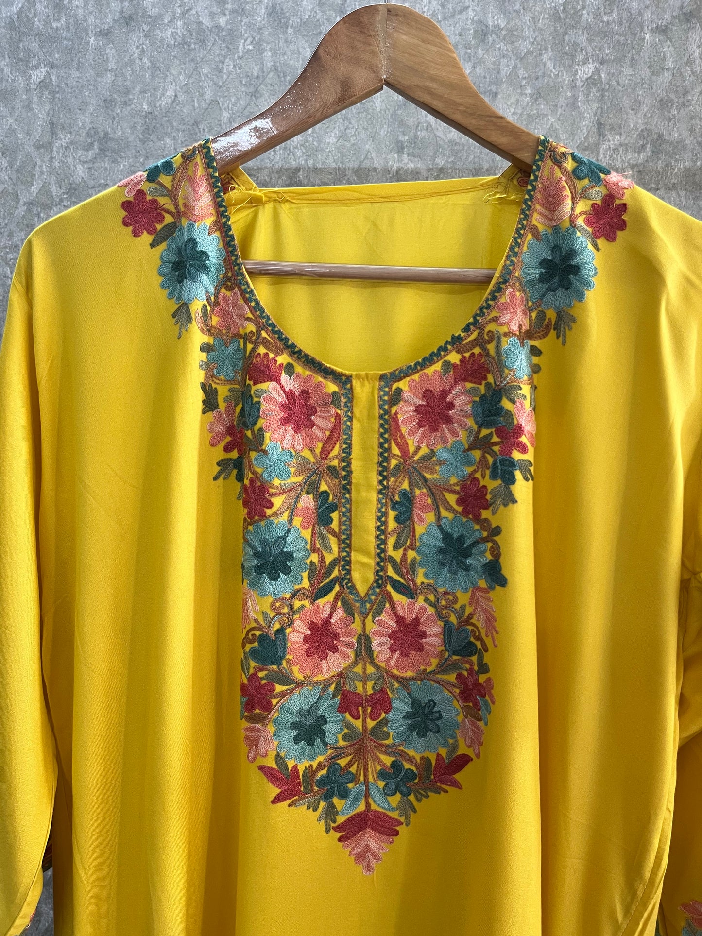 Yellow Cotton Stitched Co-ord Set(44)