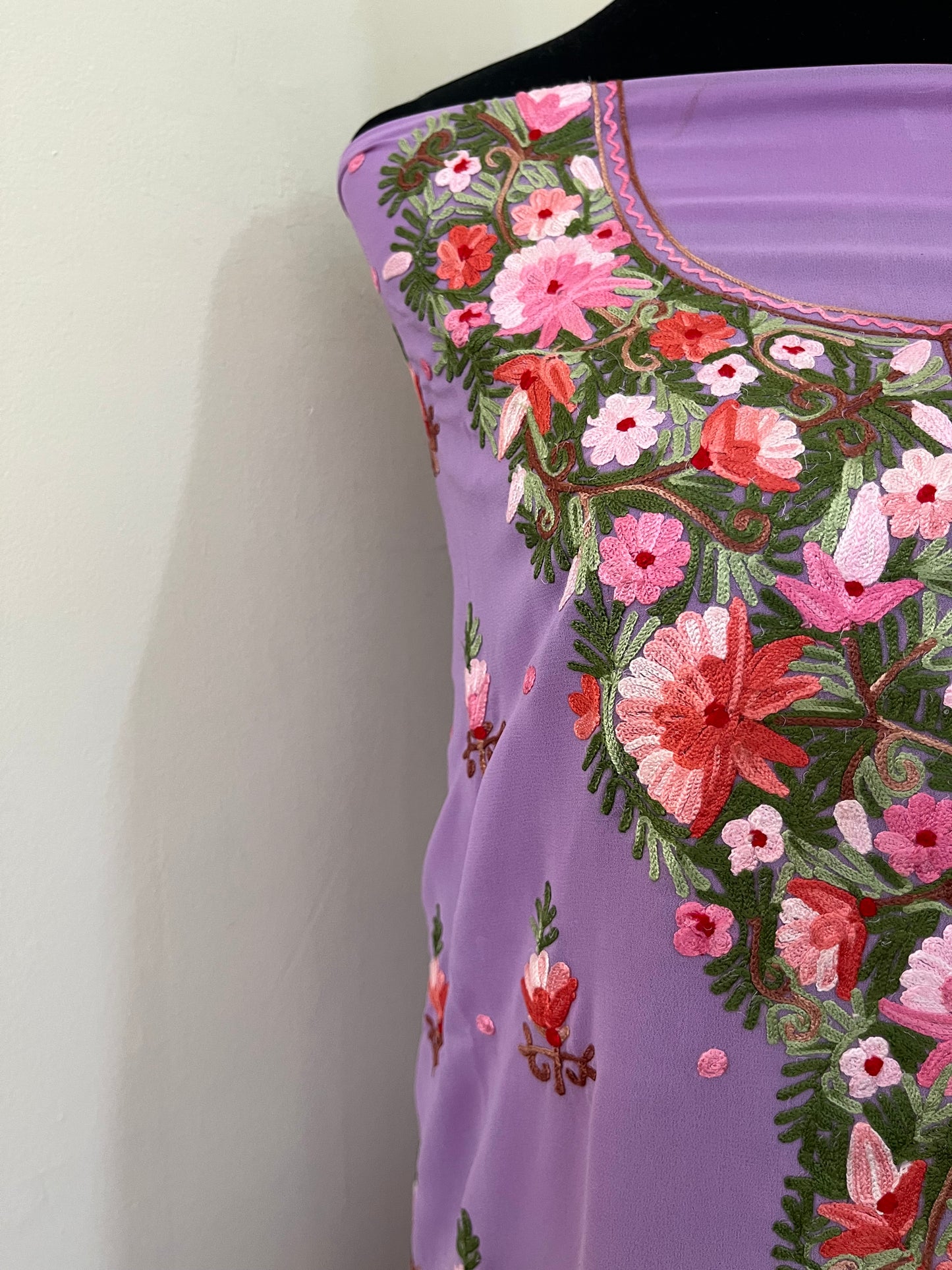 Lilac Georgette Kashmiri Kurta Material